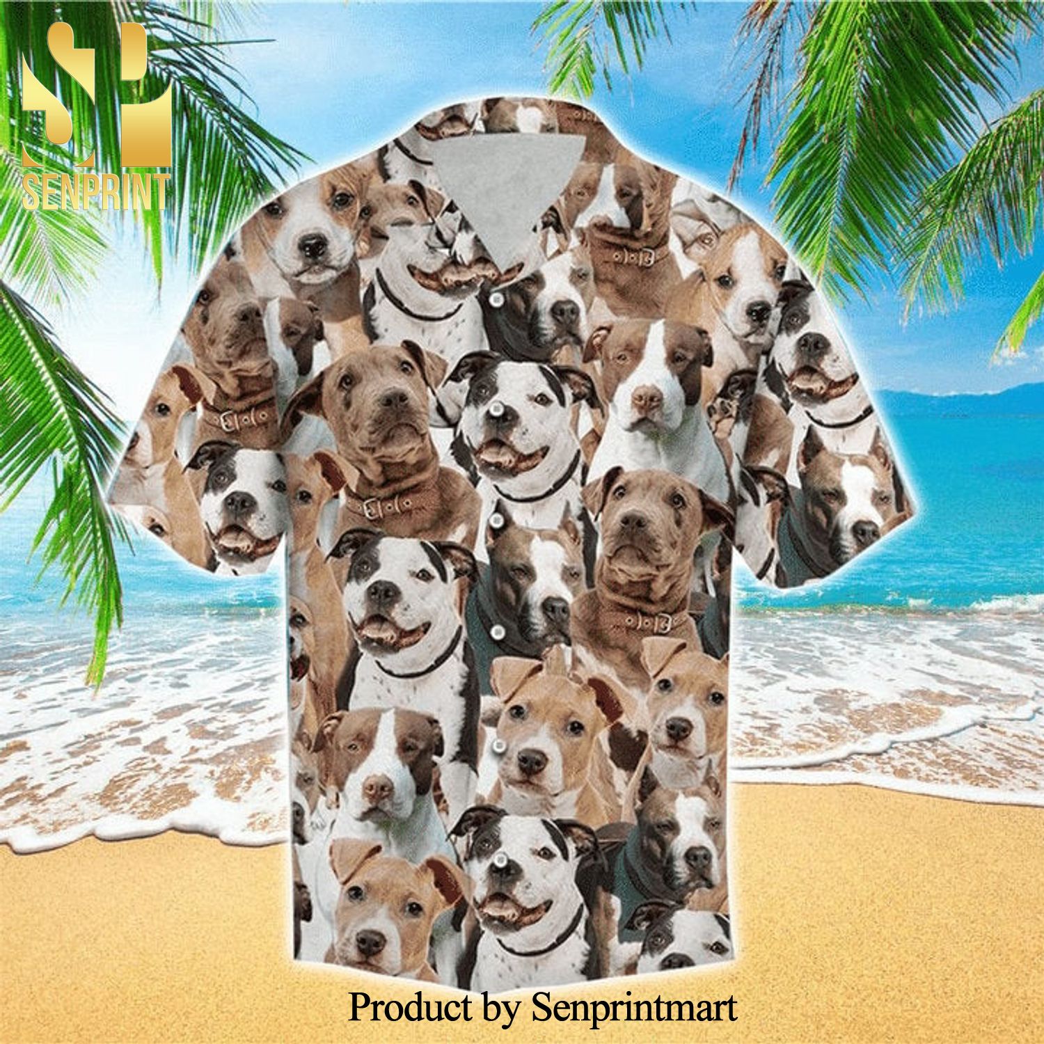 American Pitbull Terrier Doodle Hot Version All Over Printed Hawaiian Shirt