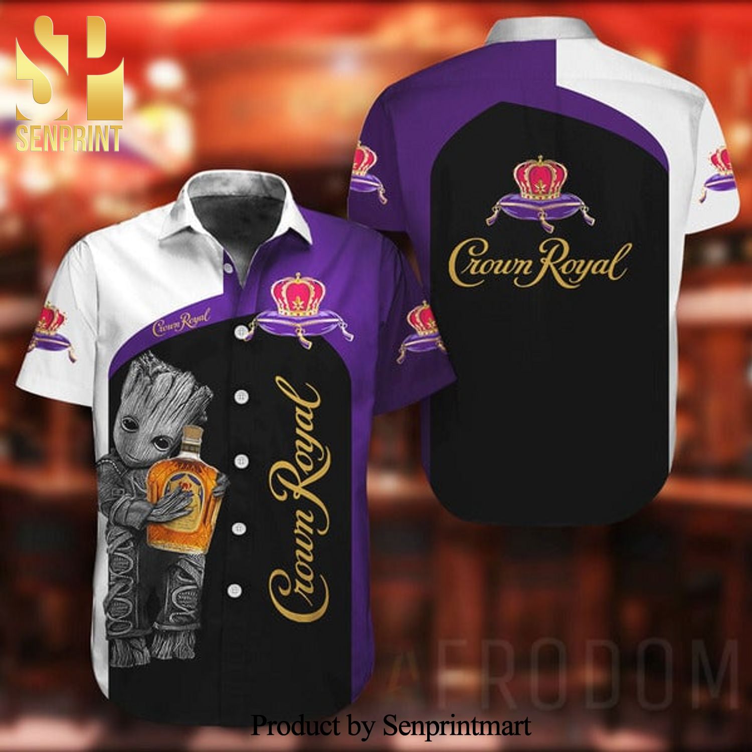 Baby Groot Crown Royal All Over Printed Hawaiian Shirt