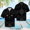 Black Cat Skull Tropical Street Style Hawaiian Shirt