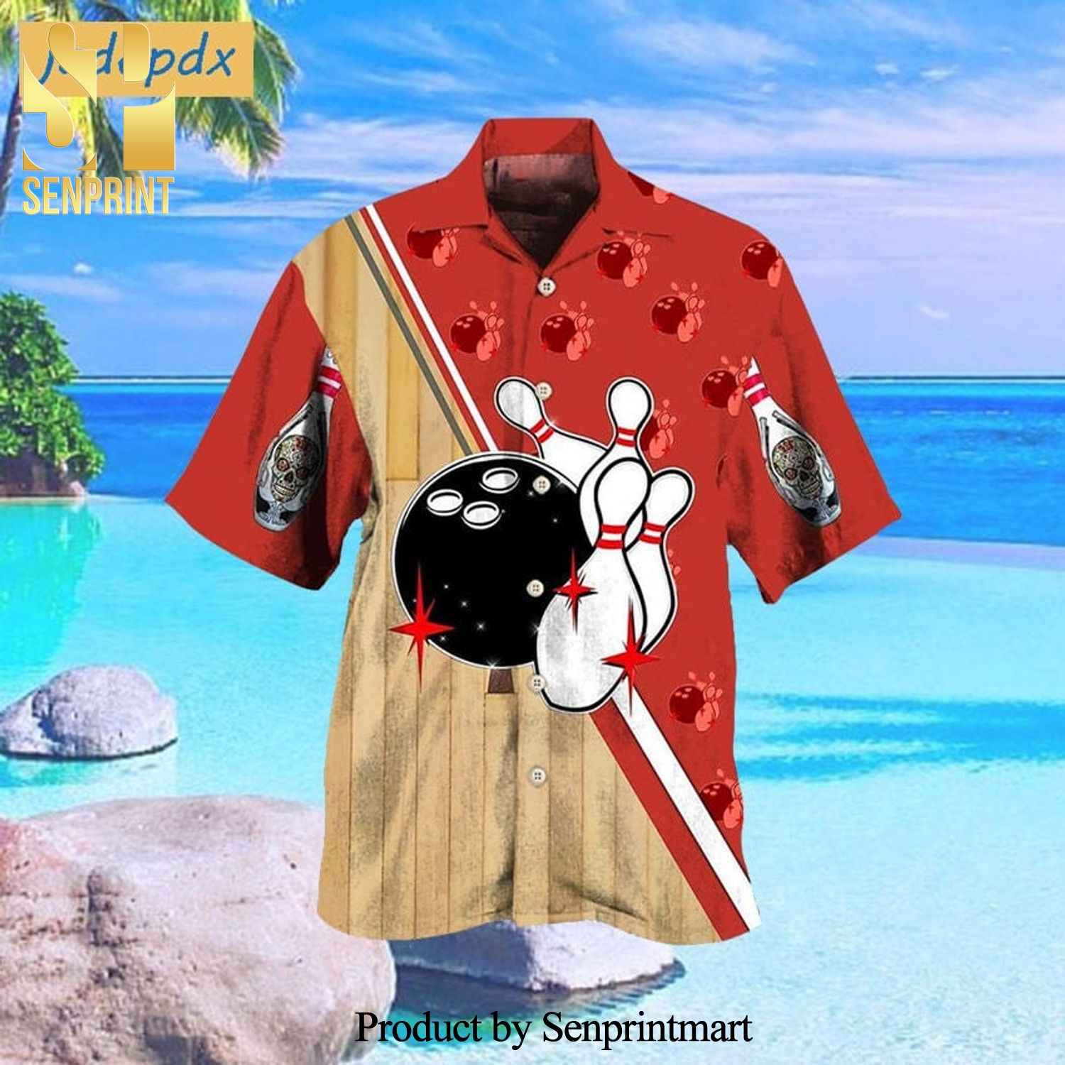 Bowling Awesome Ball Skull Wood New Fashion Hawaiian Shirt