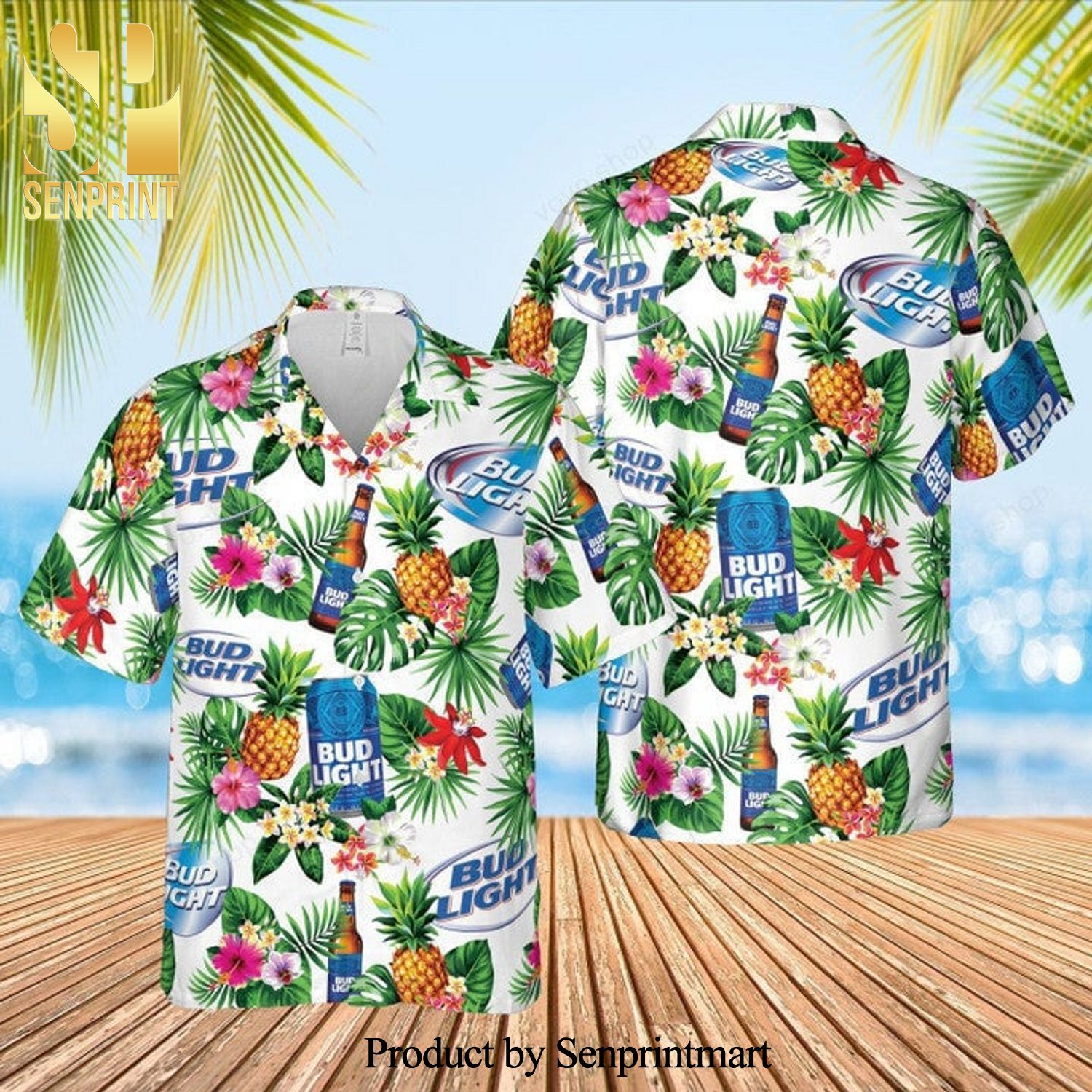 Bud Light Beer Blue Street Style All Over Print Hawaiian Shirt