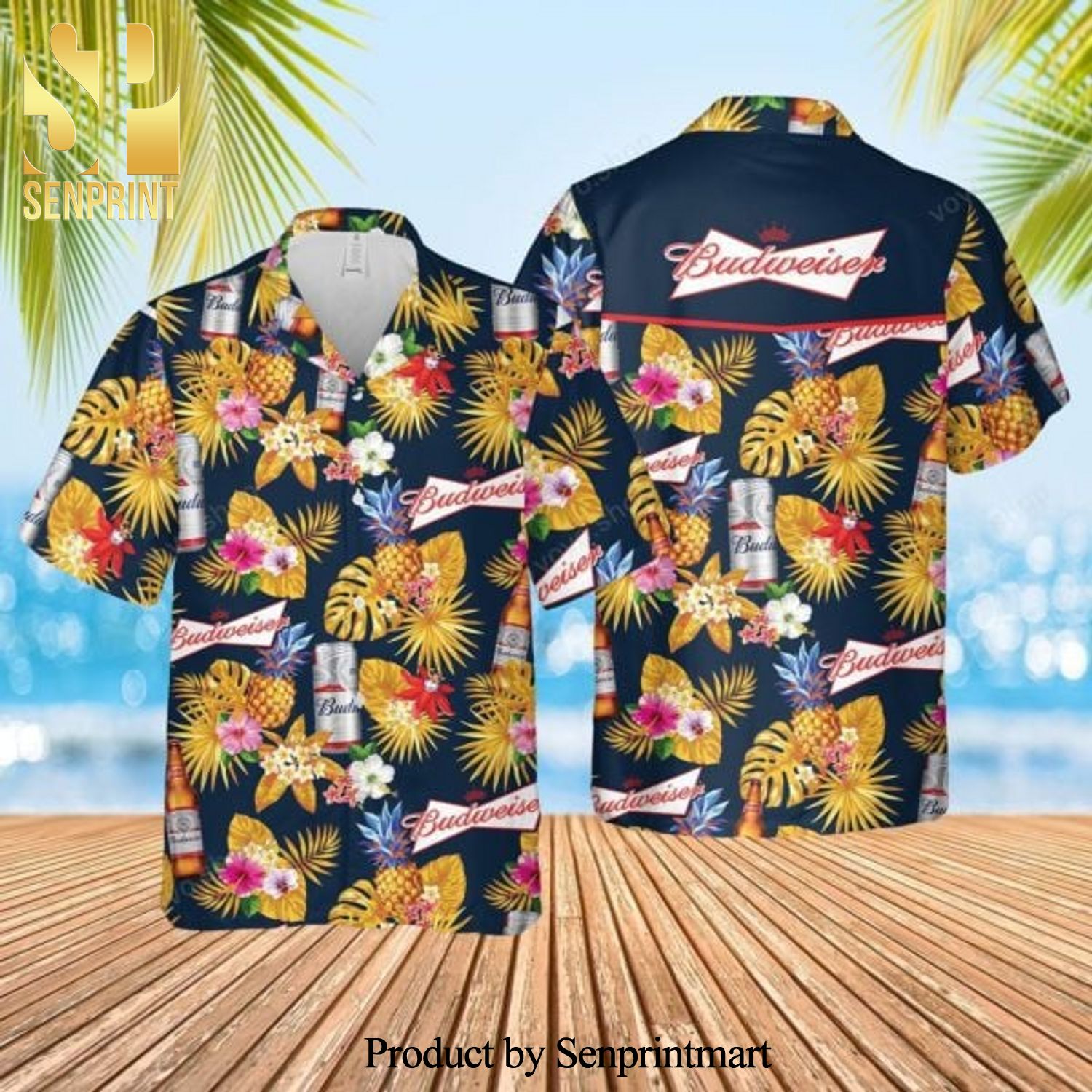 Budweiser Beer Tropical Pineapple All Over Printed Hawaiian Shirt