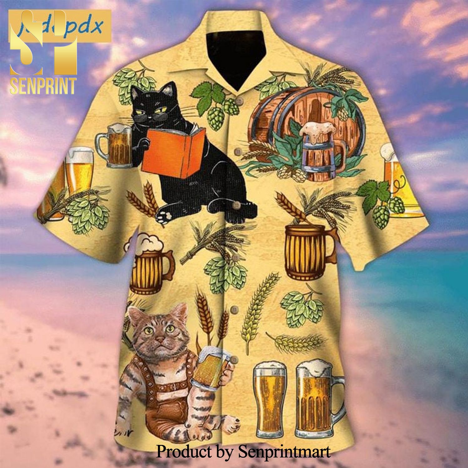 Cat And Beer Street Style Hawaiian Shirt