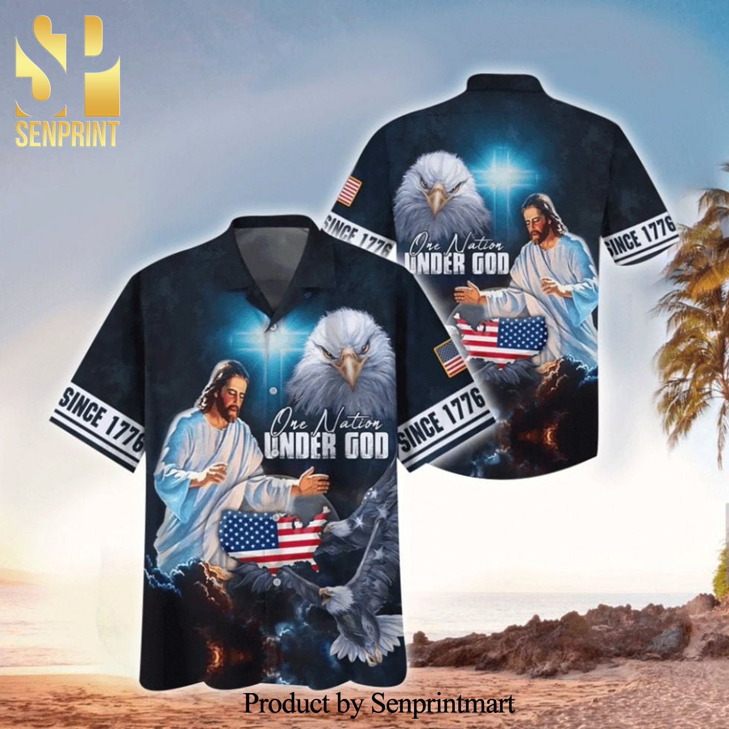 Christian Jesus One Nation Under God Hot Version Hawaiian Shirt