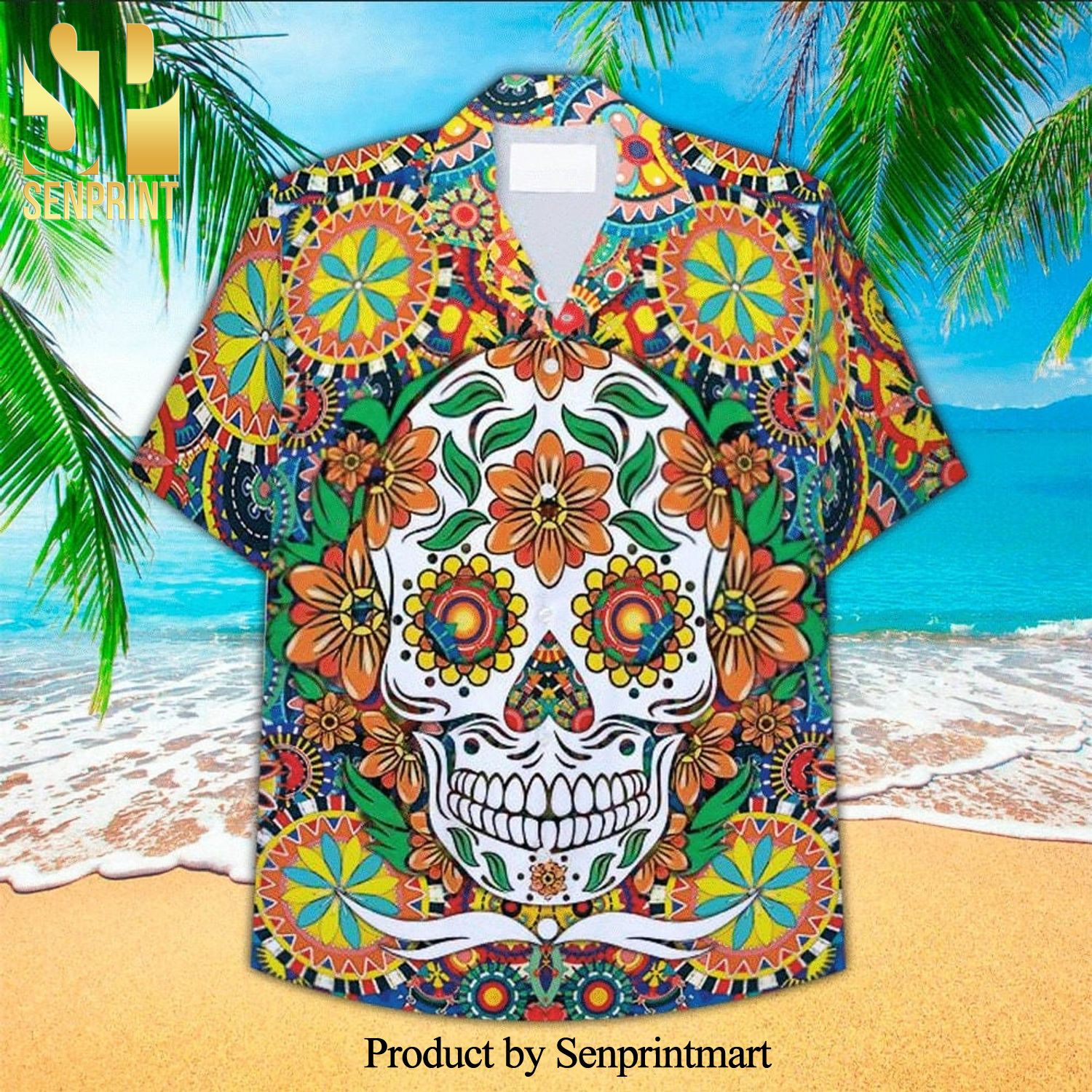 Colorful Flower Sugar Skull Best Outfit 3D Hawaiian Shirt