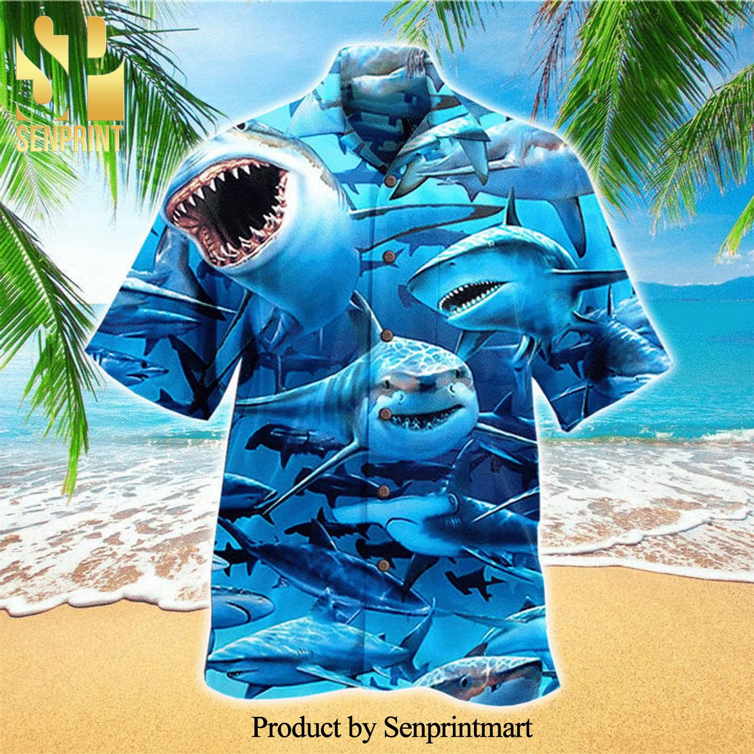 Cool Shark Tank Blue Street Style Hawaiian Shirt