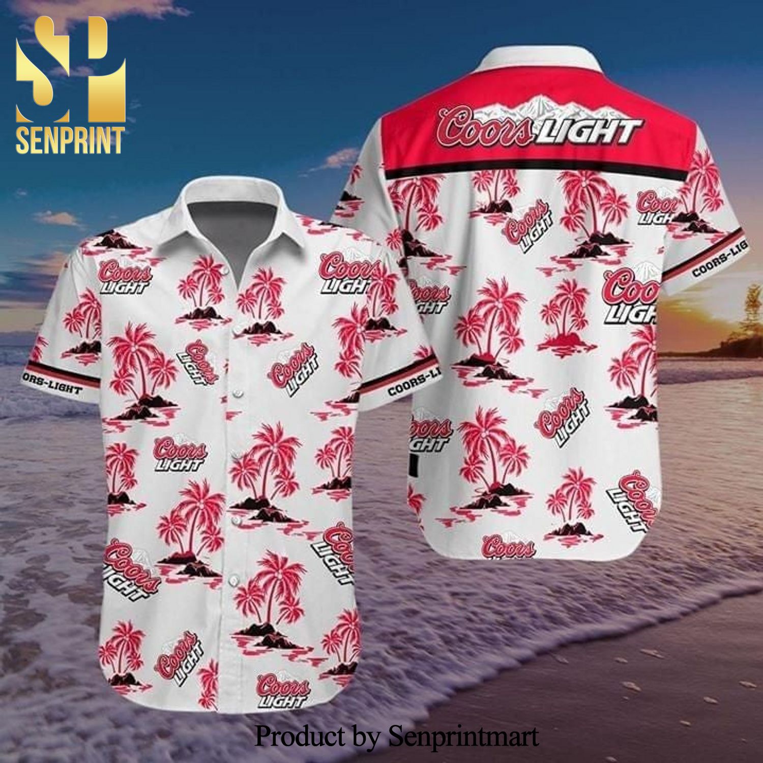 Coors Light Beer Palm Trees Hot Fashion Hawaiian Shirt