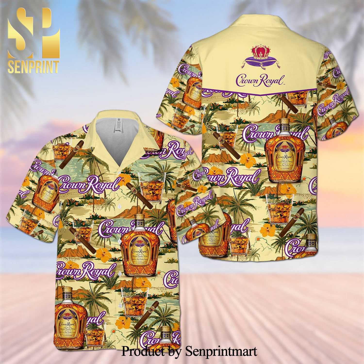 Crown Royal Canadian Whisky Palm Tree Cool Version Hawaiian Shirt