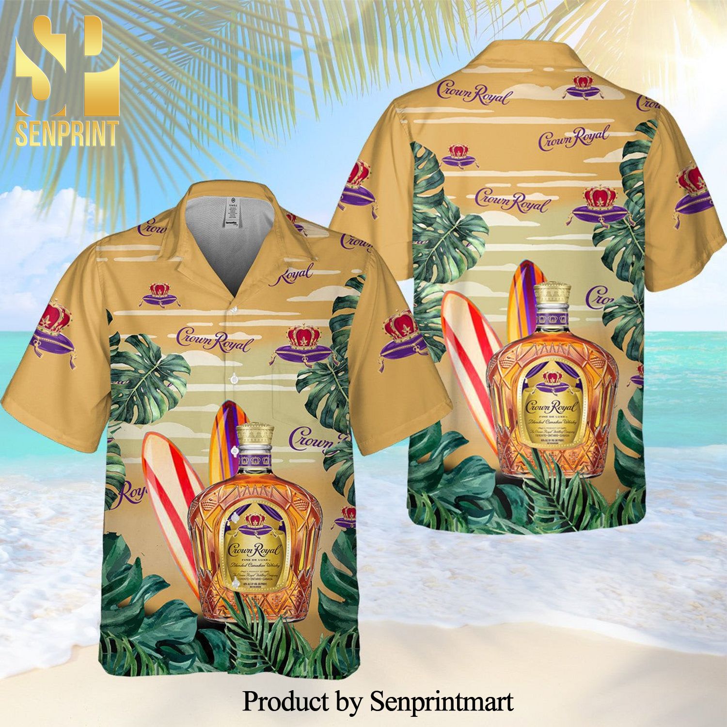 Crown Royal Surfing Tropical Forest Awesome Outfit Hawaiian Shirt