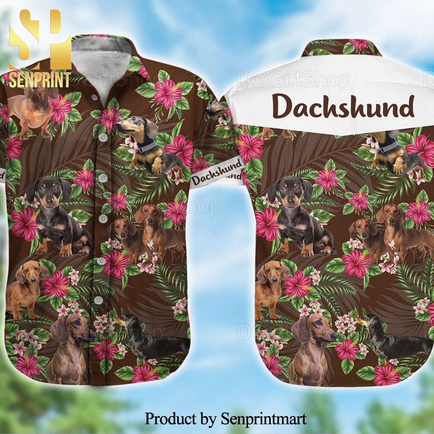 Dachshund Hot Outfit All Over Print Hawaiian Shirt