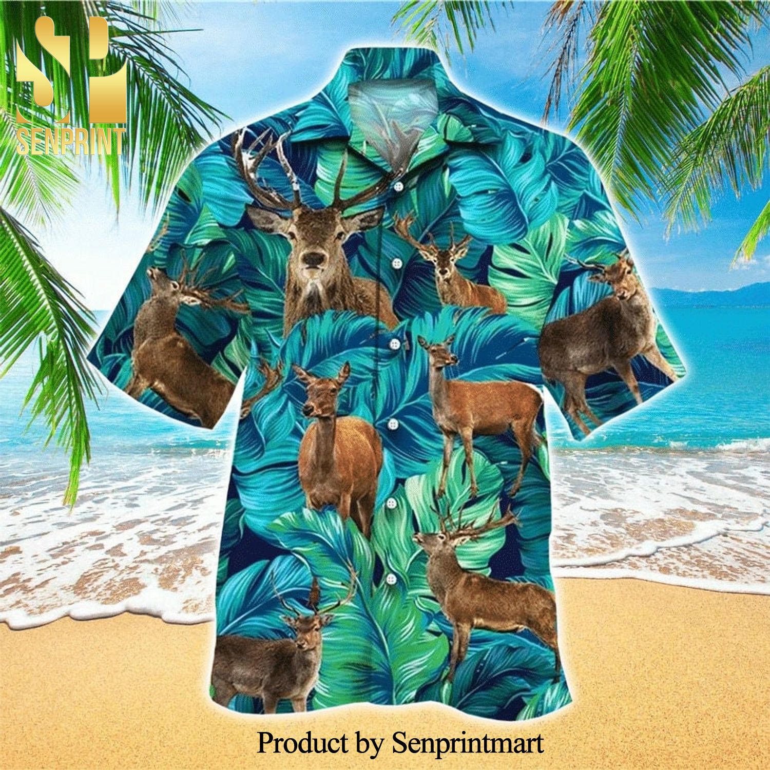 Deer Tropical Holiday Time Hawaiian Shirt