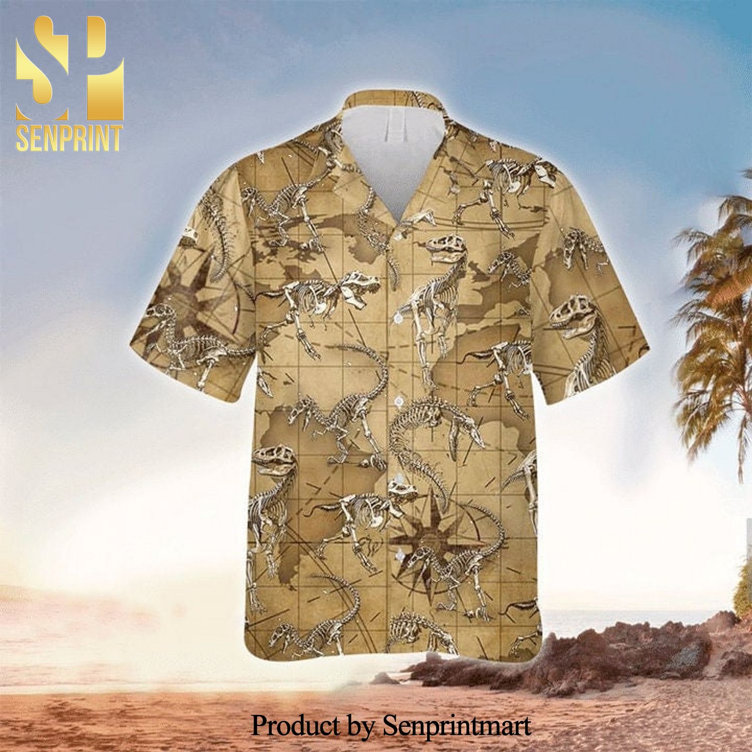 Dinosaurs Fossils Hawaiian Unisex Shirt For Dinosaurs Lovers Full Print Hawaiian Shirt