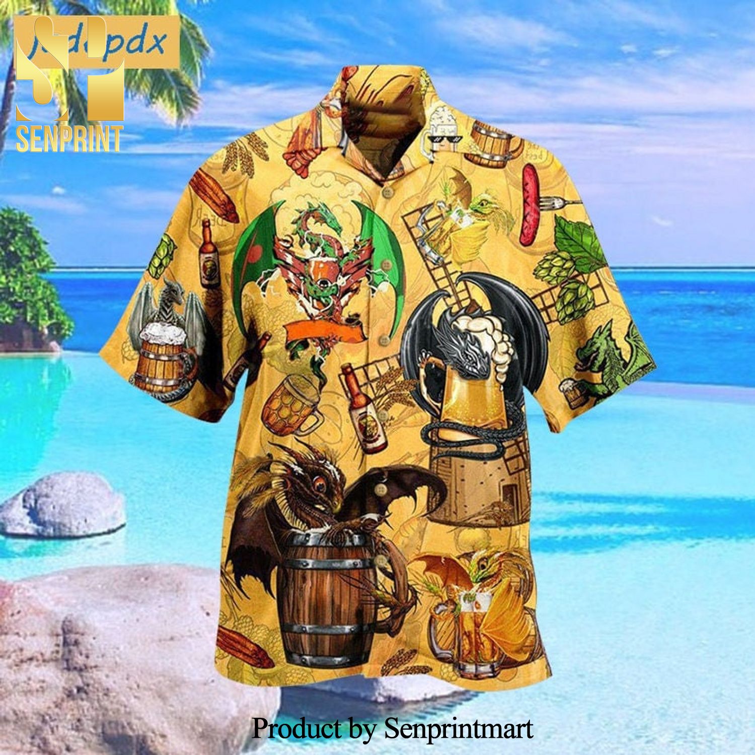 Dragon Drunkgon Loves Beer Summer Time Hawaiian Shirt
