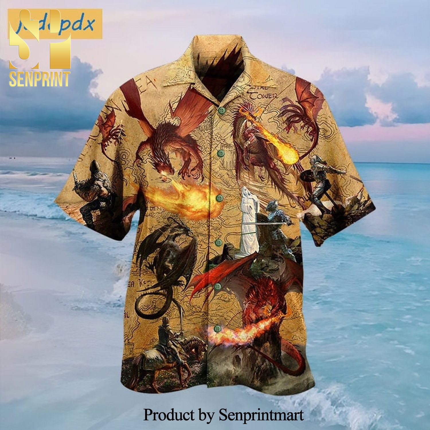 Dragon Fighting The Knights Vintage New Outfit Hawaiian Shirt