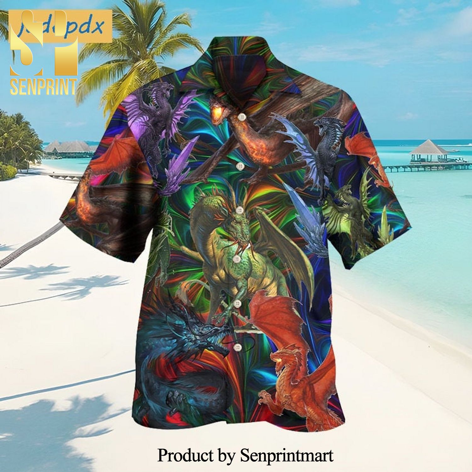 Dragon In An Unreal World Cool Version Full Print Hawaiian Shirt