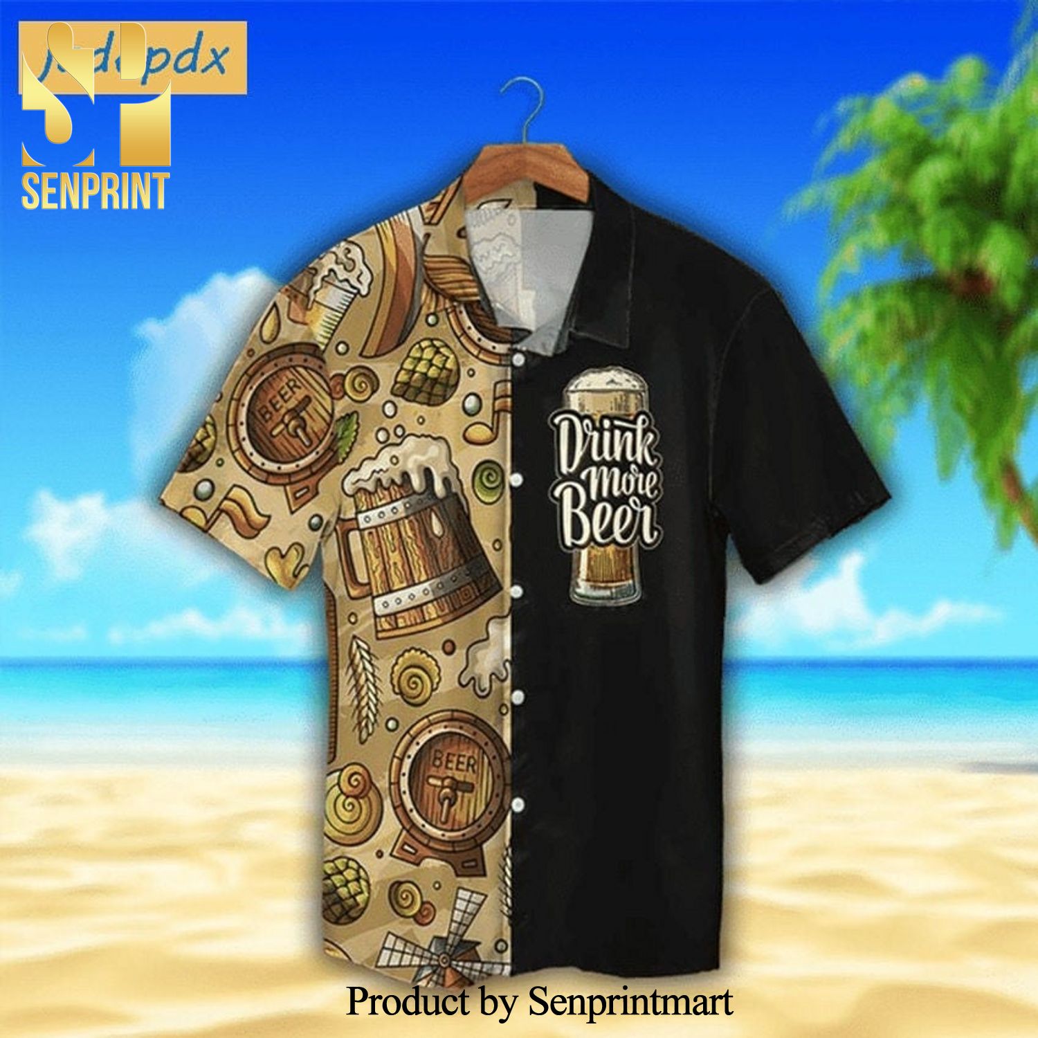 Drink More Beer Music Notes And Old Beer Cup All Over Printed Hawaiian Shirt