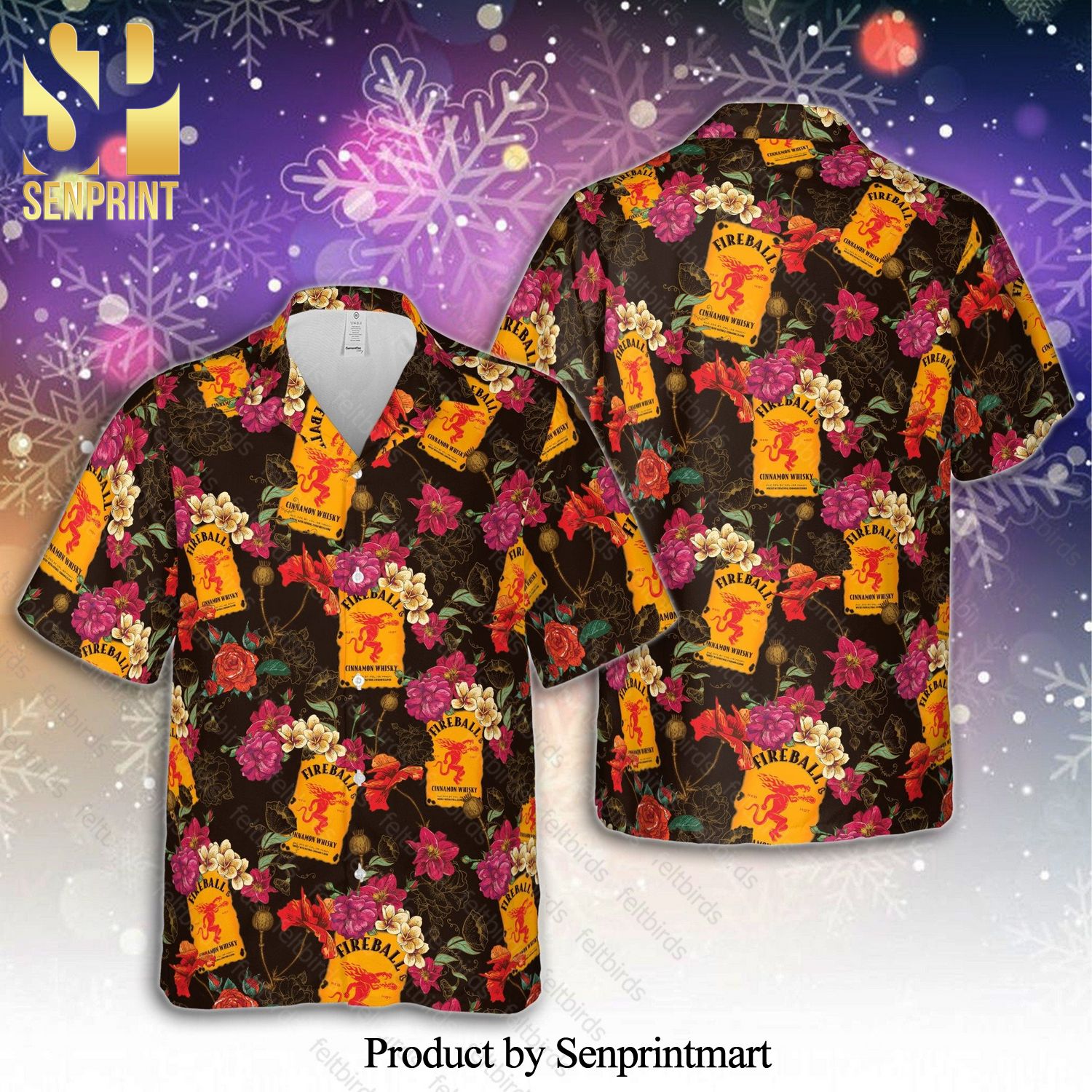 Fireball Canadian Whiskey Unisex Full Printed Hawaiian Shirt