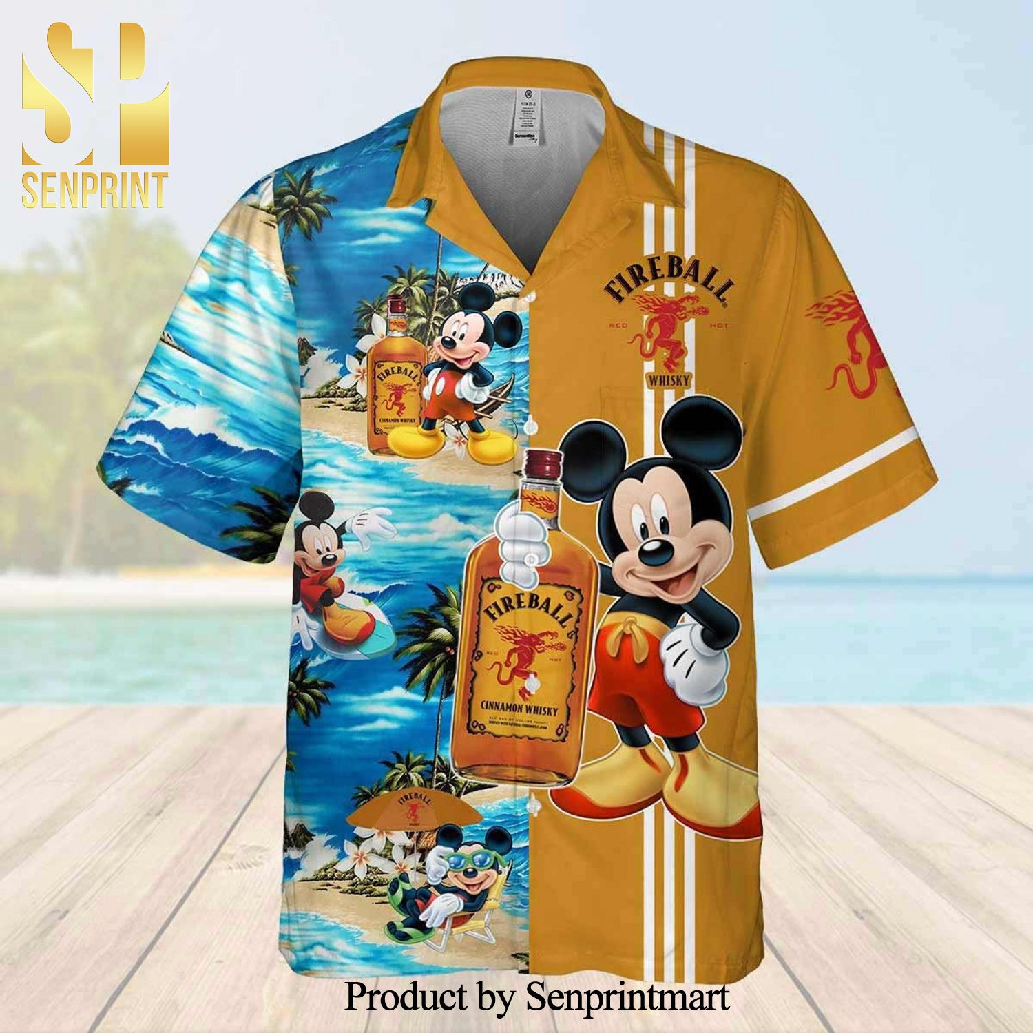 Fireball Mickey Mouse Hot Fashion 3D Hawaiian Shirt