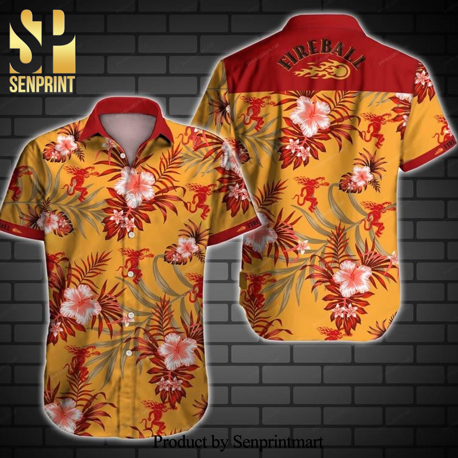 Fireball Whiskey Street Style All Over Print Hawaiian Shirt