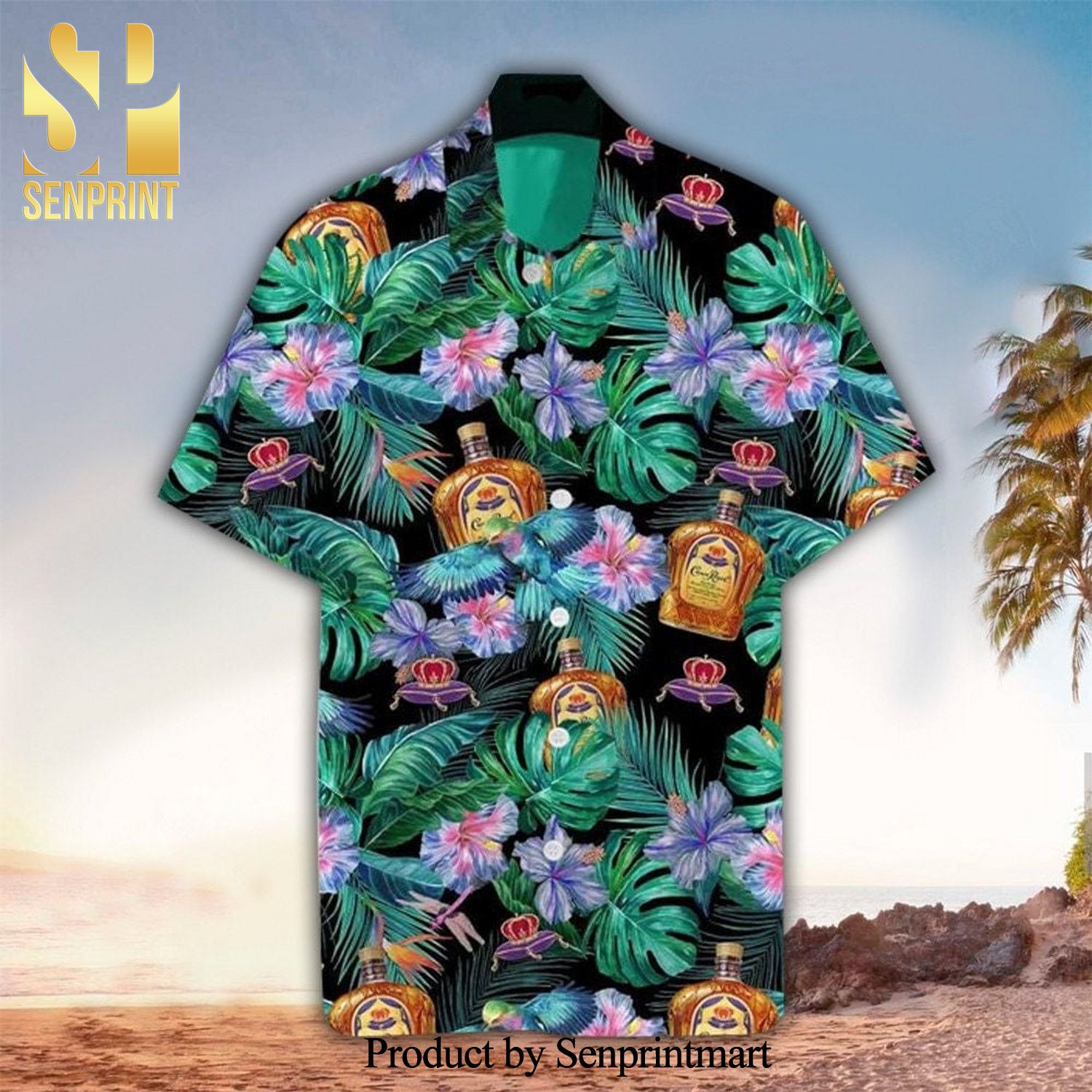 Floral Whiskey Tropical Summcer Collection Hawaiian Shirt