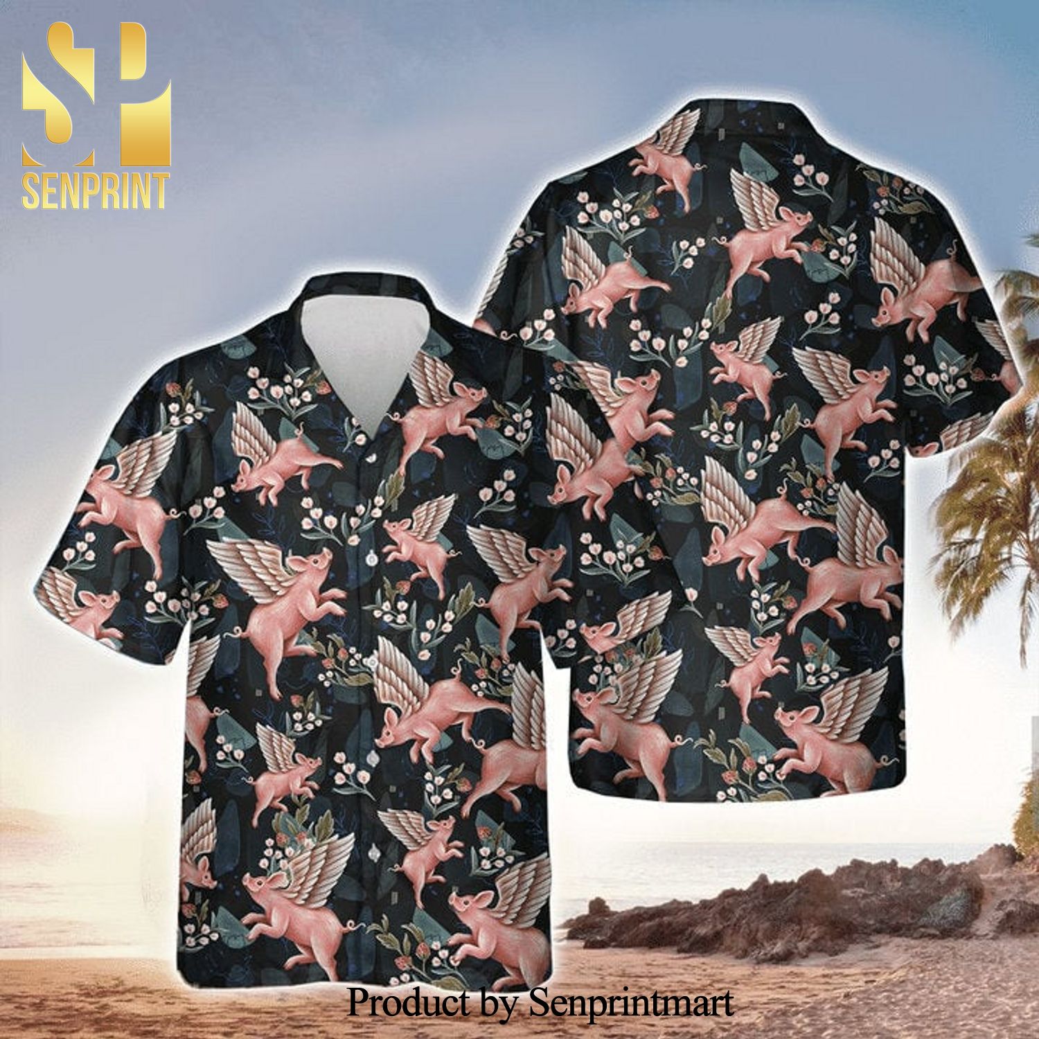 Flying Pig Pattern Best Combo Full Printing Hawaiian Shirt