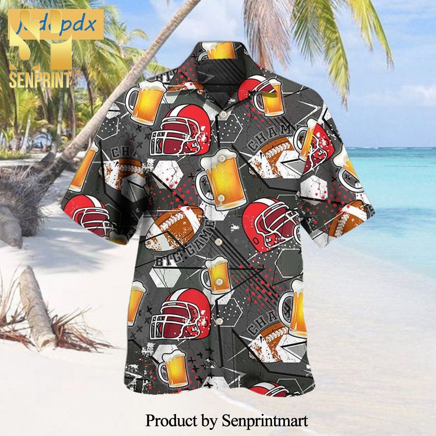 Football And Beer High Fashion Full Printing Hawaiian Shirt