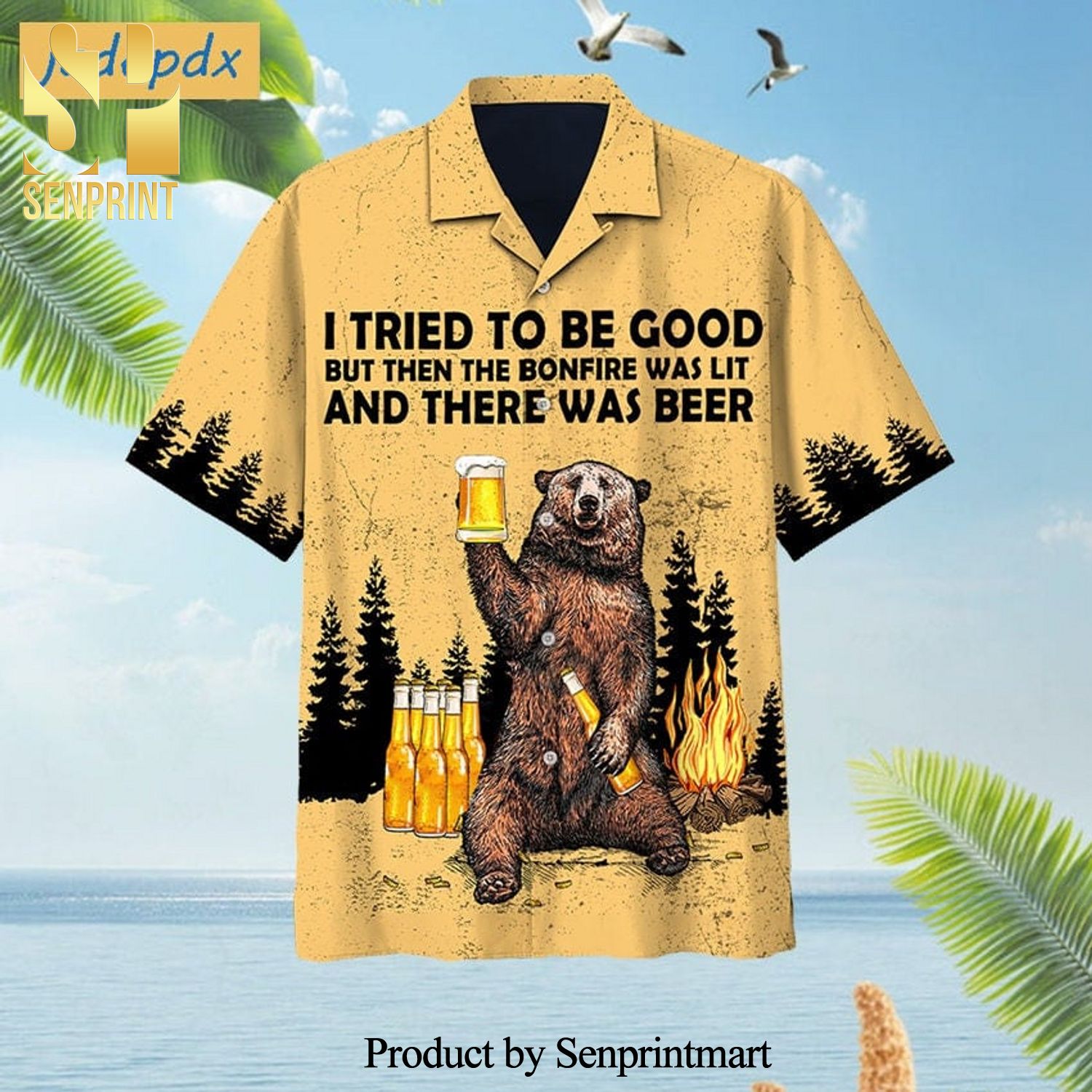 Funny Bear With Beer Amazing Outfit Hawaiian Shirt