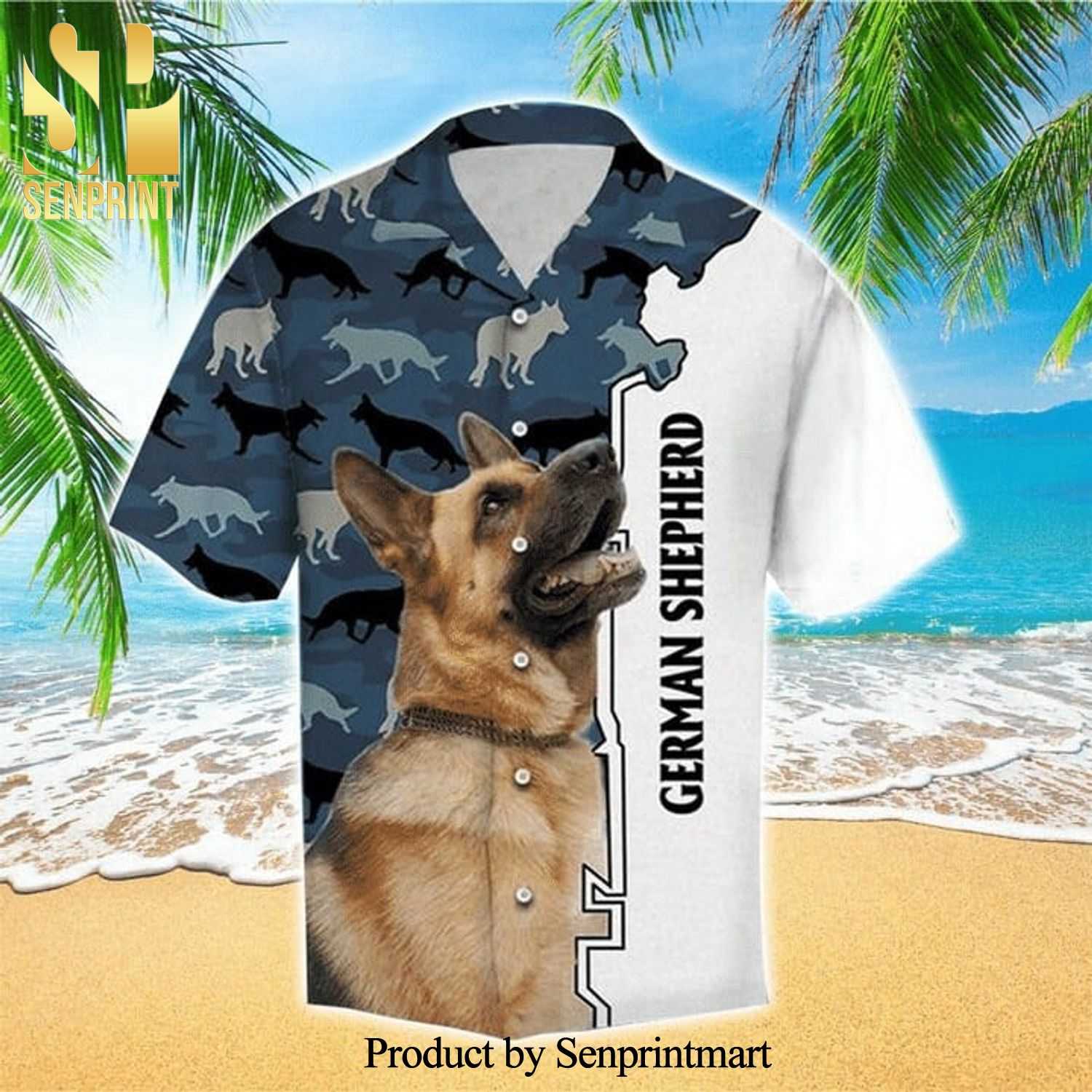 German Shepherd Camo Pattern Unisex Hot Fashion Hawaiian Shirt