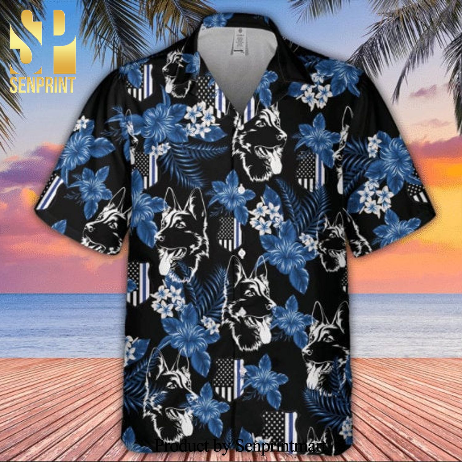 German Shepherd Police Flower Best Outfit 3D Hawaiian Shirt