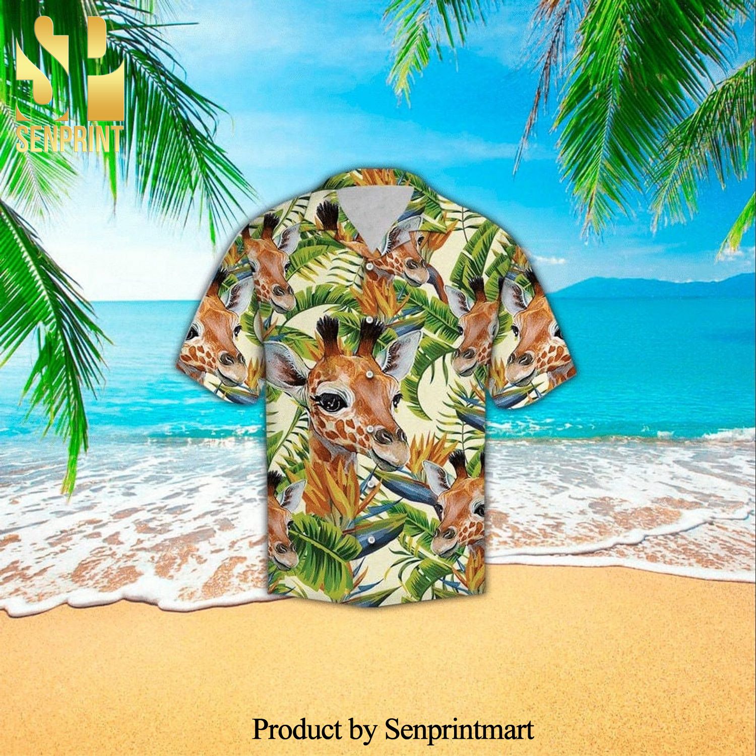 Giraffe Banana Palm Tree Tropical Full Printed Hawaiian Shirt