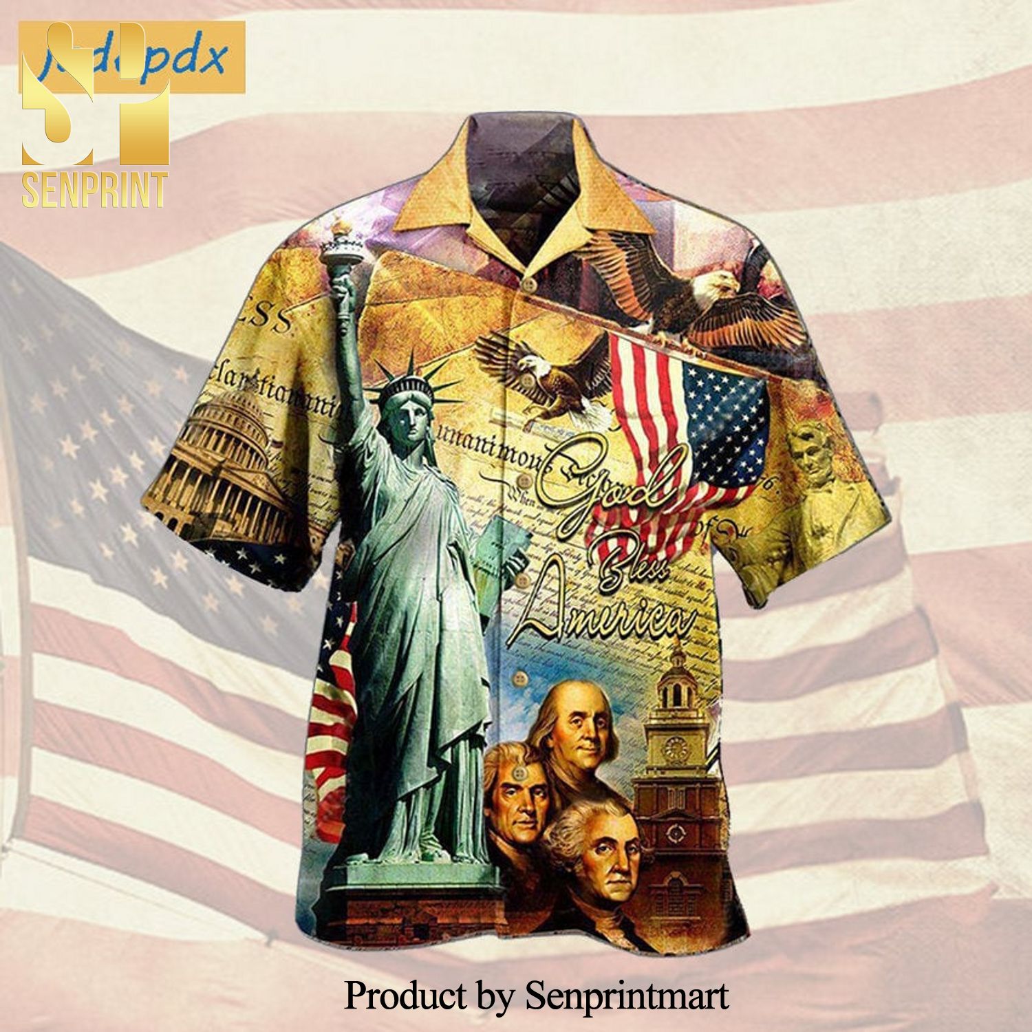 God Bless America Eagle The Statue Of Liberty And Presidents Hypebeast Fashion Hawaiian Shirt