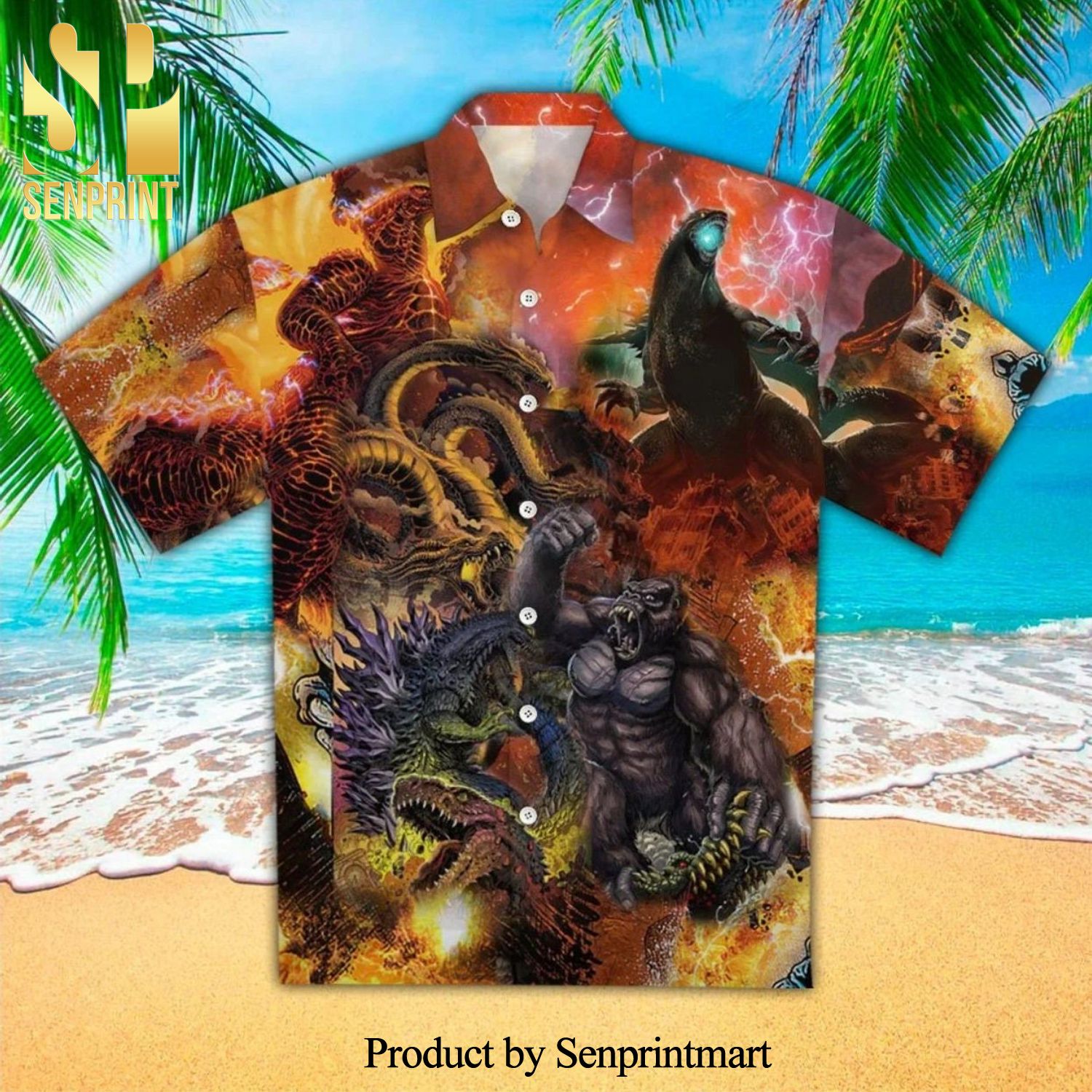 Godzilla New Fashion Full Printed Hawaiian Shirt