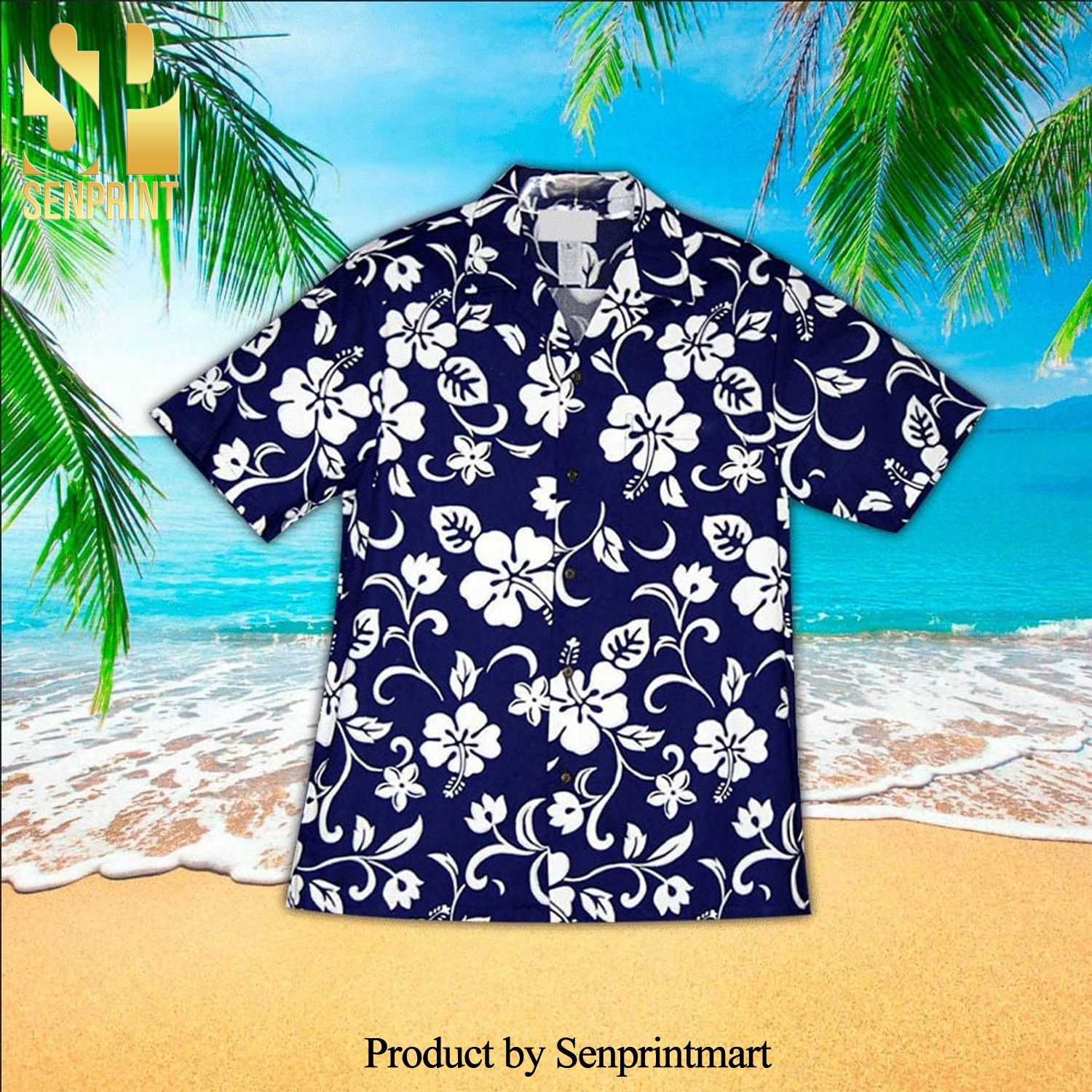 Hibiscus Pattern Navy Blue Hot Outfit Hawaiian Shirt