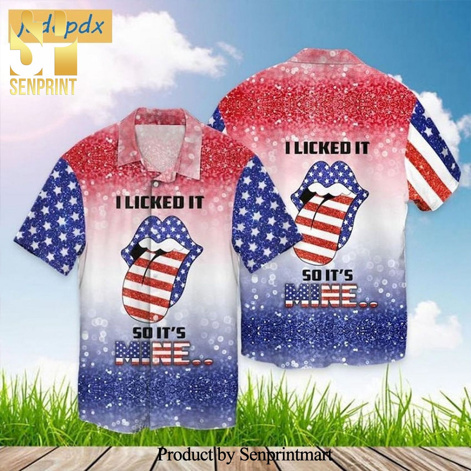 I Lick It Anyway So It Is Mine Lips Glitter American Flag New Style Hawaiian Shirt