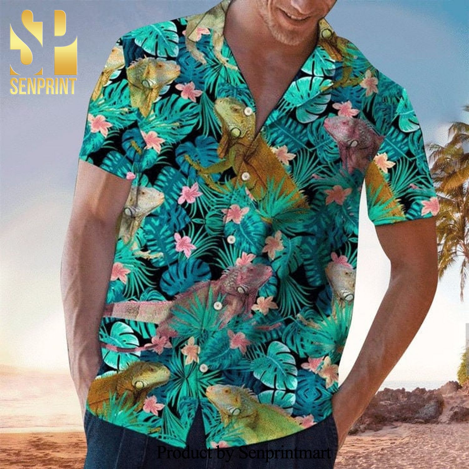 Iguanas Tropical Blue Unique Design Cool Style Hawaiian Shirt