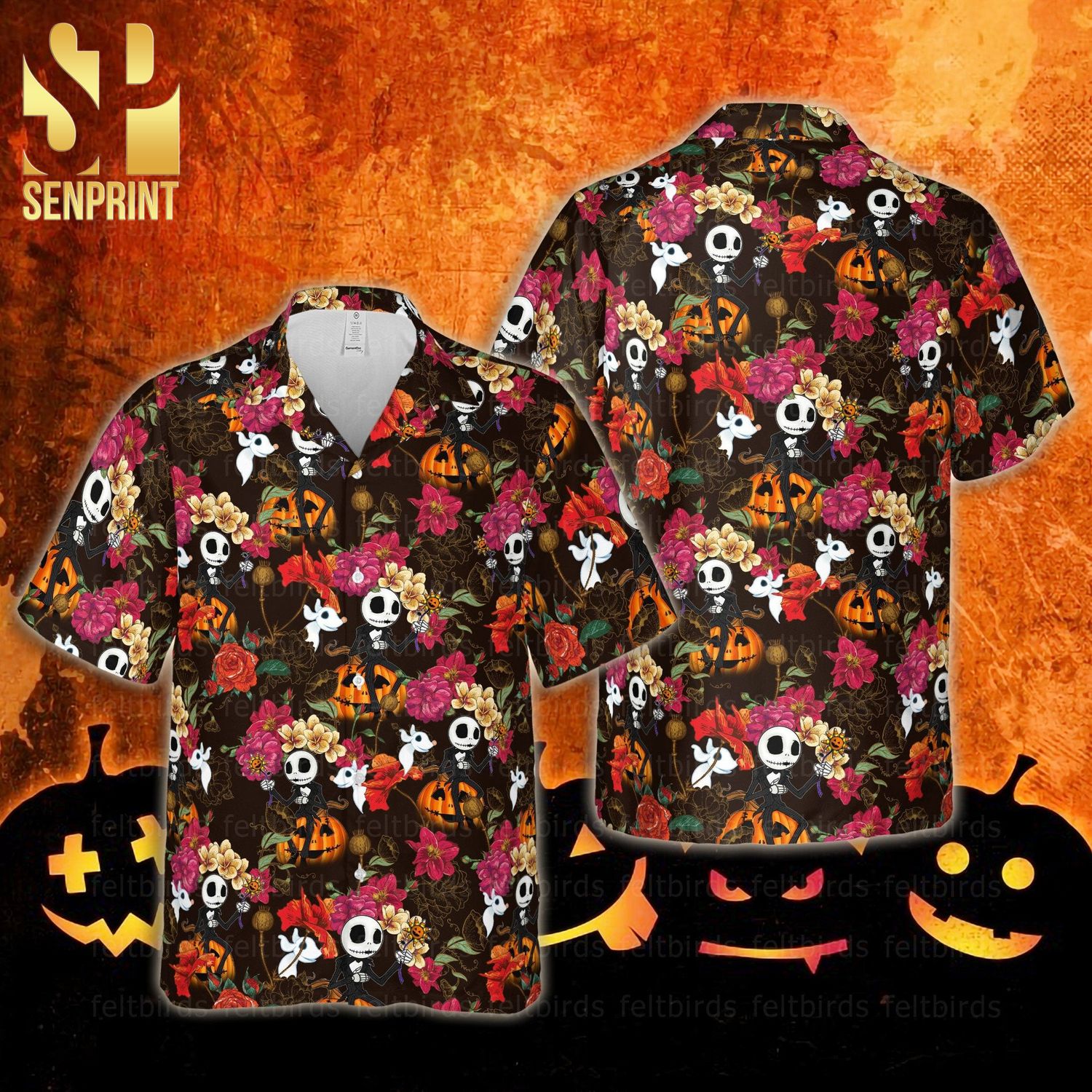 Jack Skellington Tropical Halloween Shirt Nightmare Before Christmas Unisex New Version Hawaiian Shirt