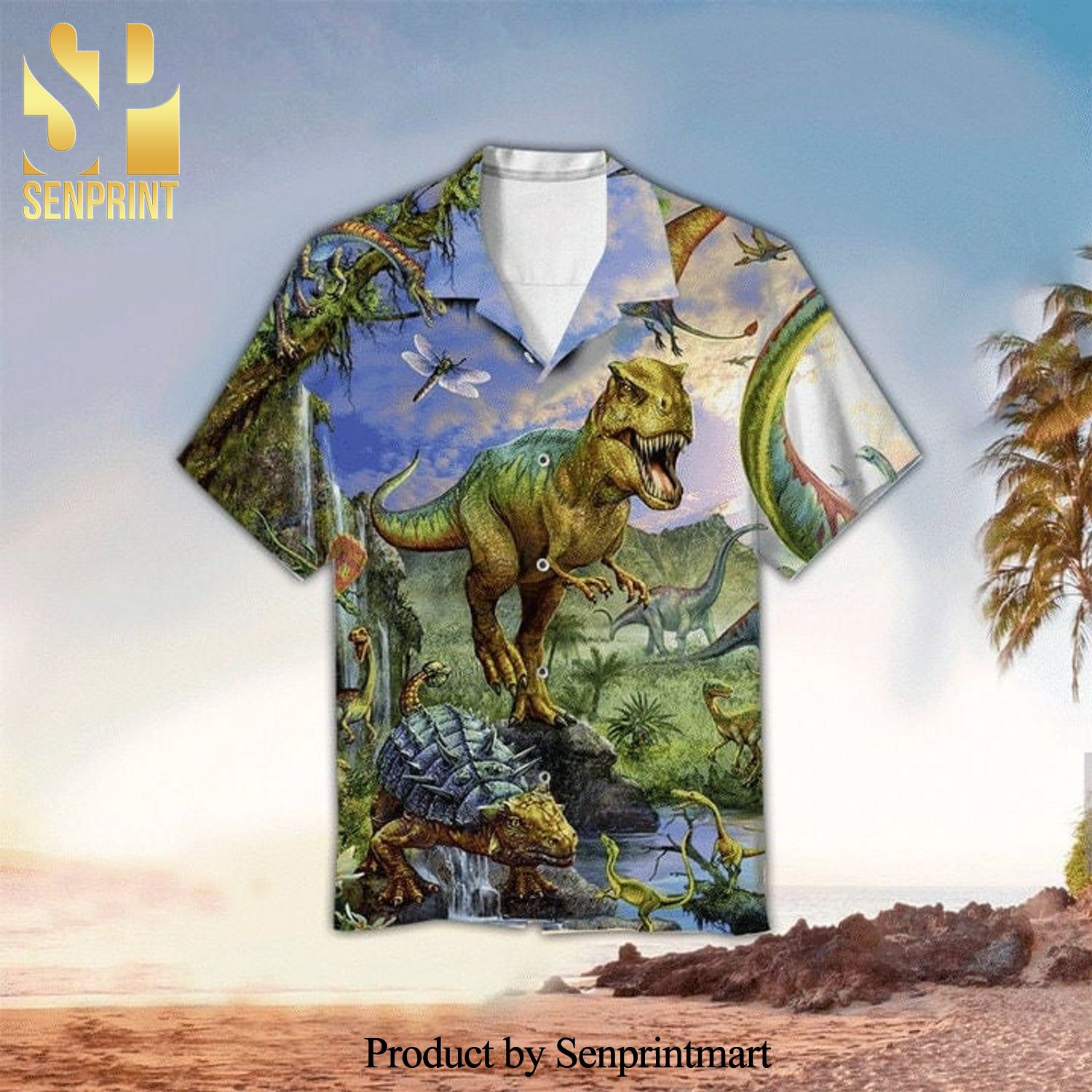 Jurassic Dinosaur 3D Hawaiian Shirt