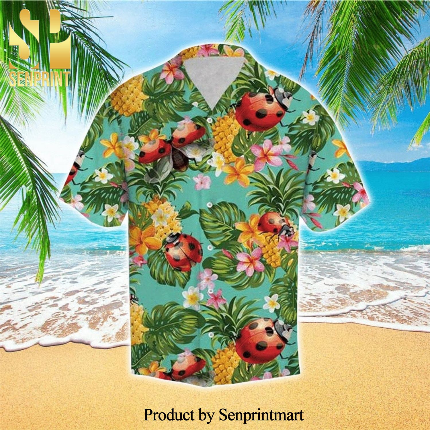 Ladybug Tropical Pineapple And Flower Holiday Time Hawaiian Shirt