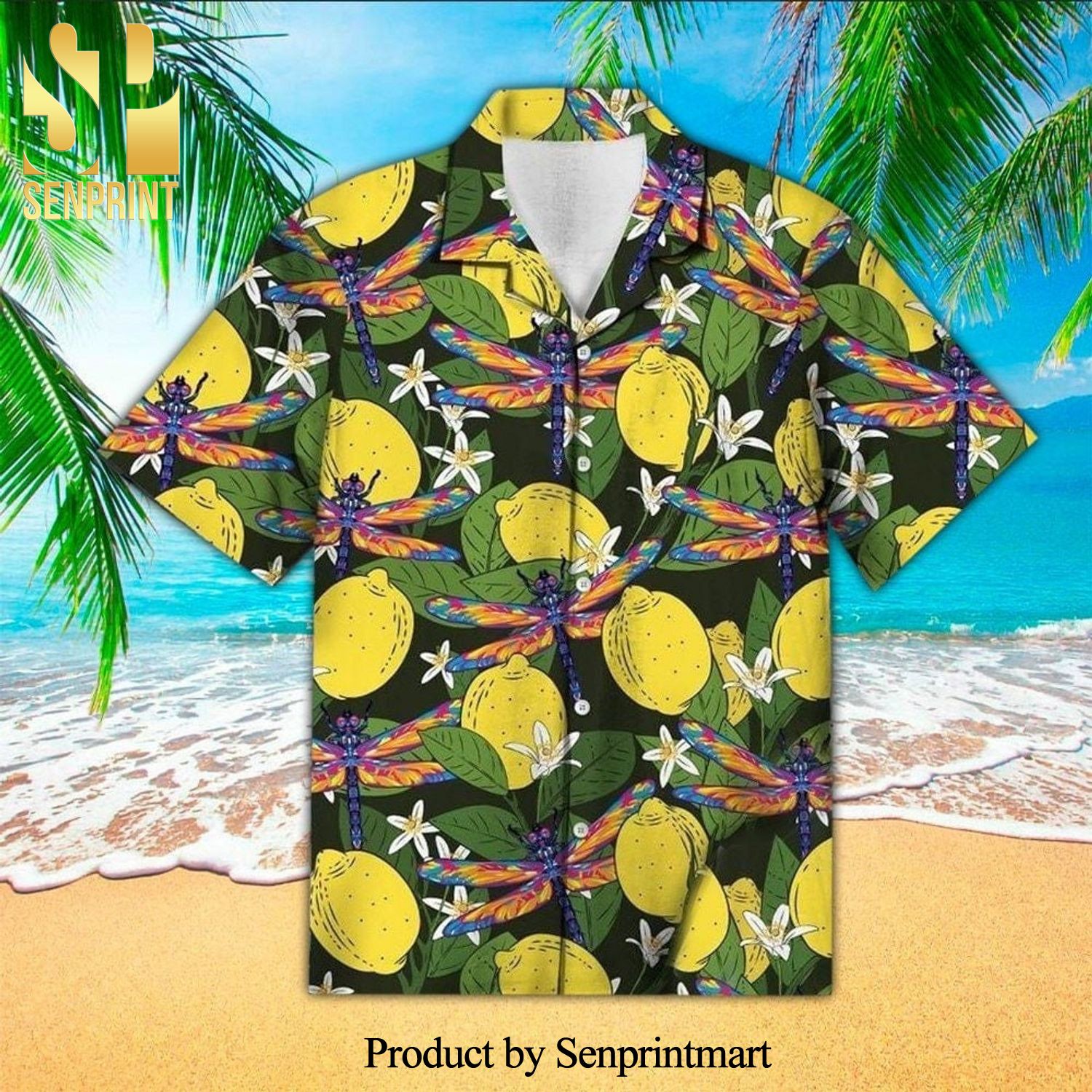 Lemon And Dragonfly Pattern High Fashion Hawaiian Shirt