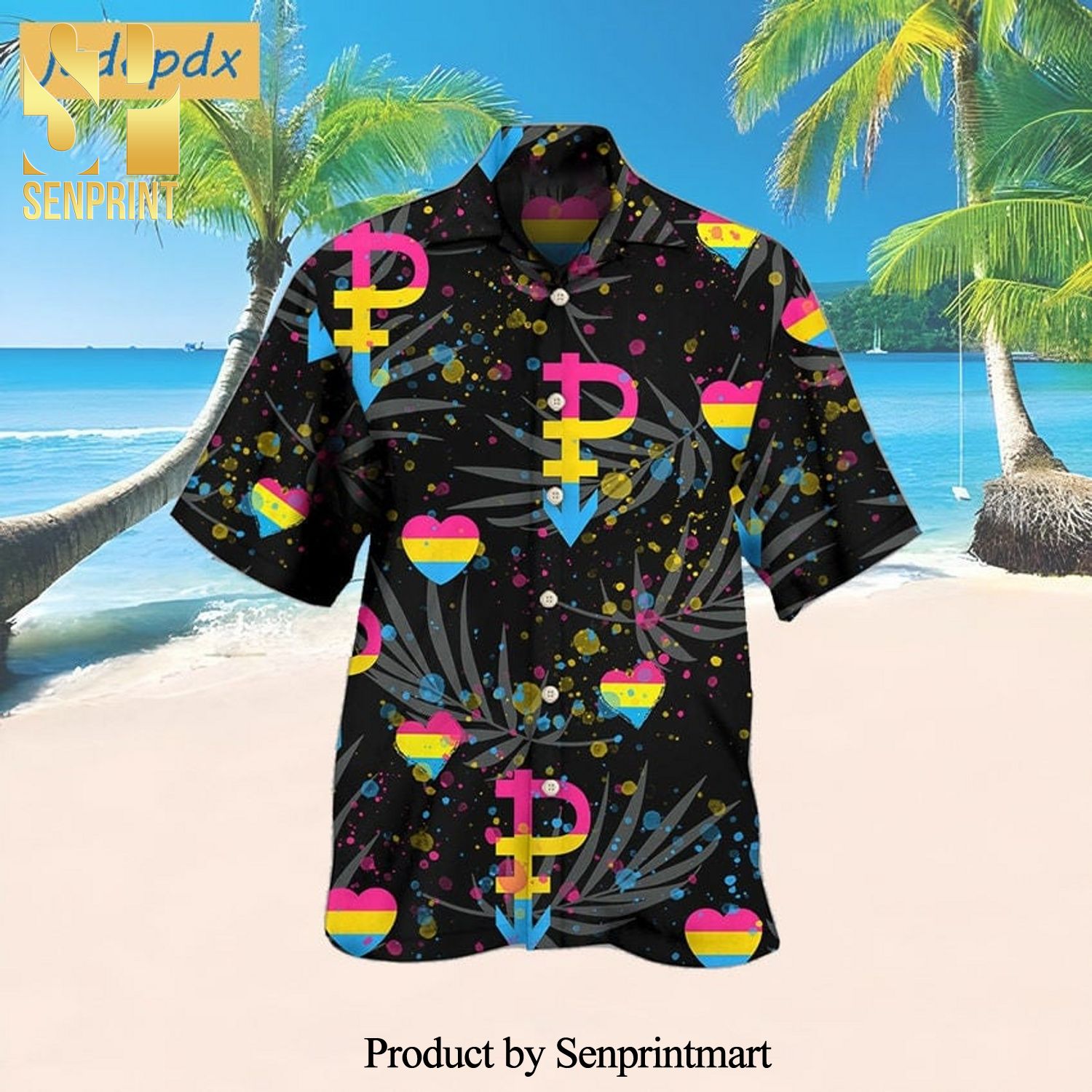 LGBT Pansexual Tropical Leaf High Fashion Hawaiian Shirt