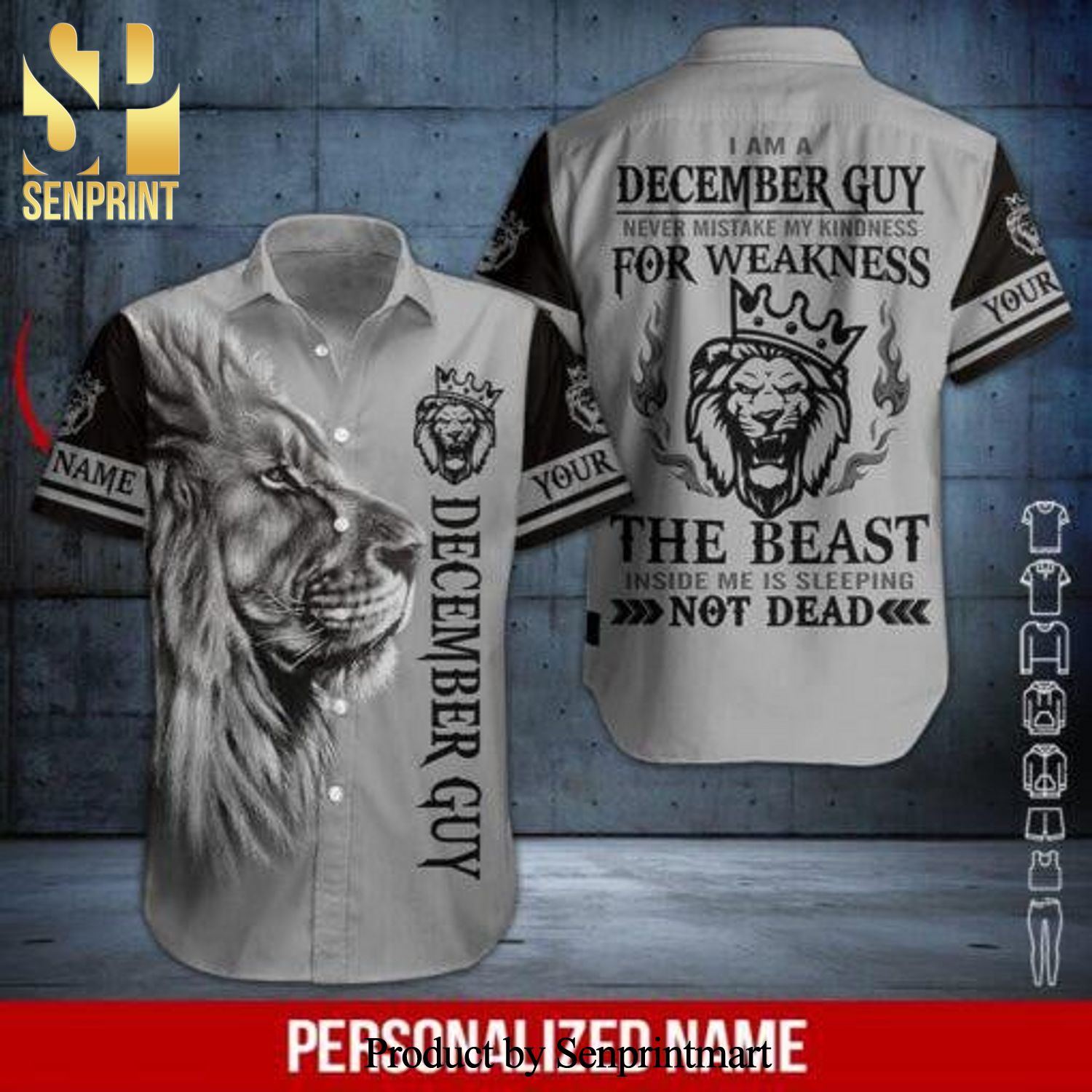 Lion December Guy Custom Name All Over Printed Hawaiian Shirt