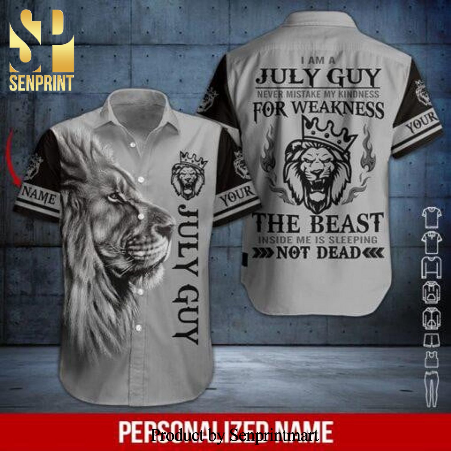 Lion July Guy Custom Name Hot Fashion 3D Hawaiian Shirt