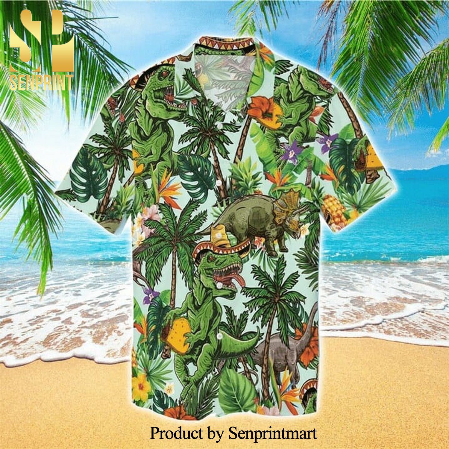 Mexican Dinosaurs New Outfit Full Printed Hawaiian Shirt