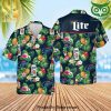 Miller Lite Beer Tropical Flower Holiday Time Hawaiian Shirt