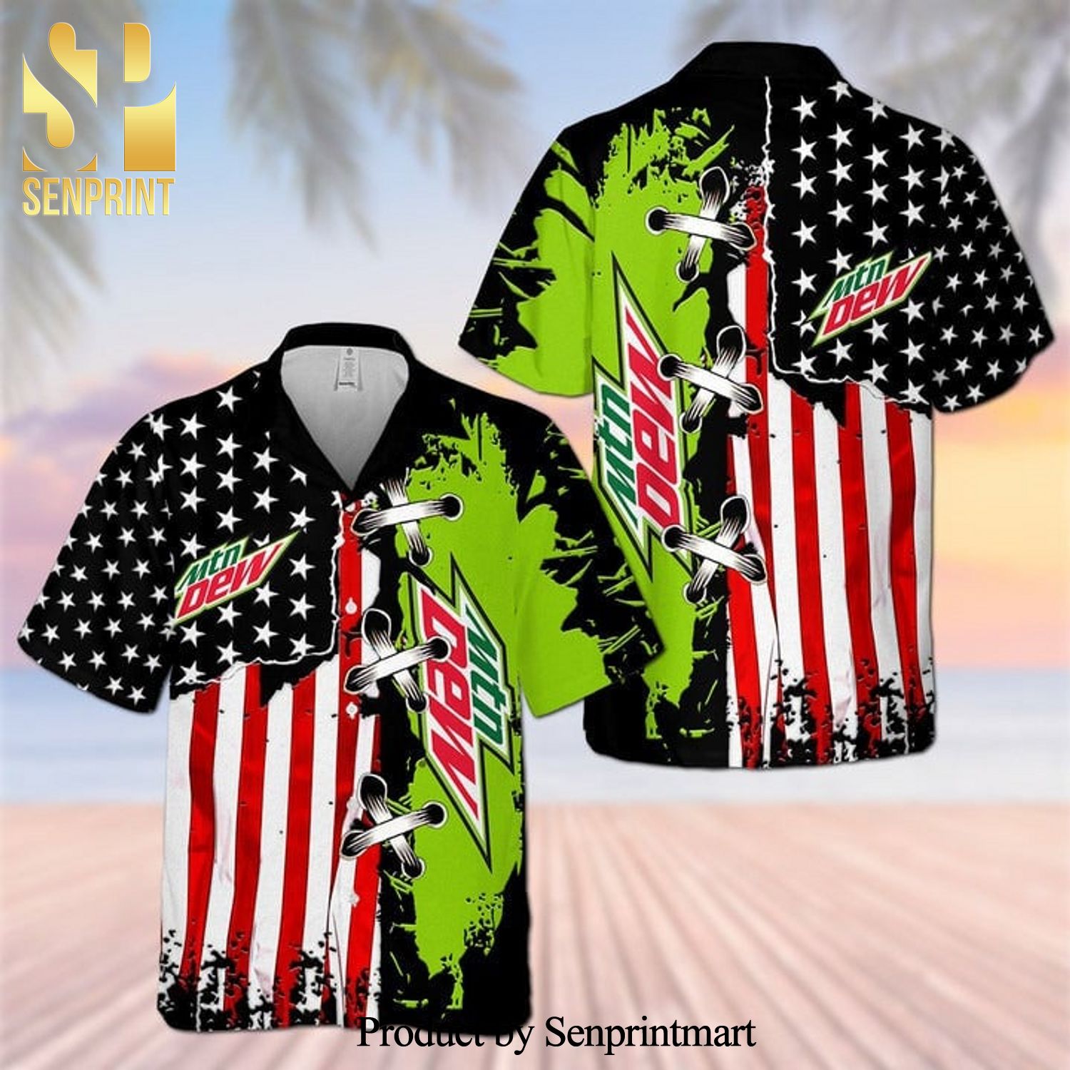 Mountain Dew American Flag Best Combo All Over Print Hawaiian Shirt