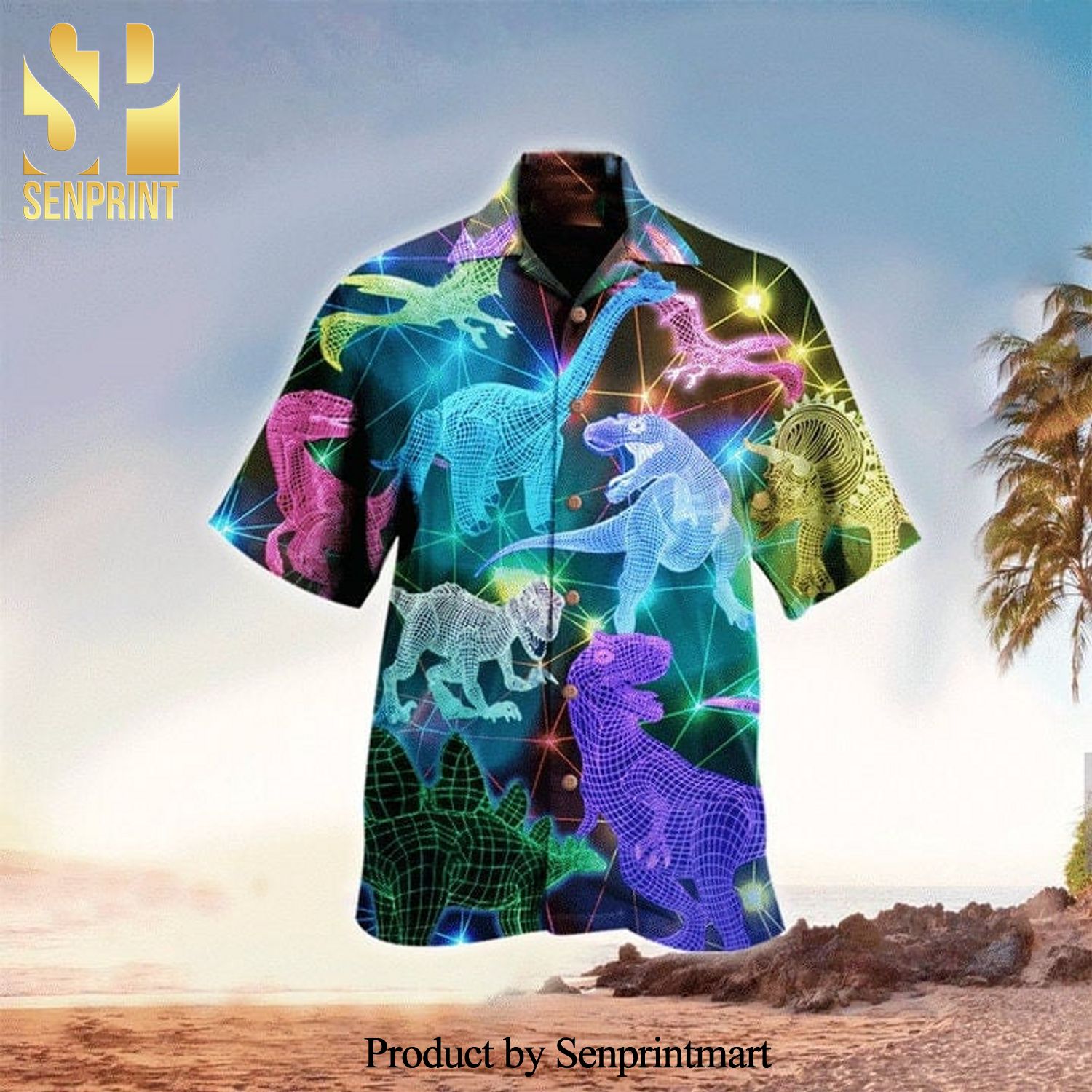 Neon Dinosaurs Best Combo All Over Print Hawaiian Shirt
