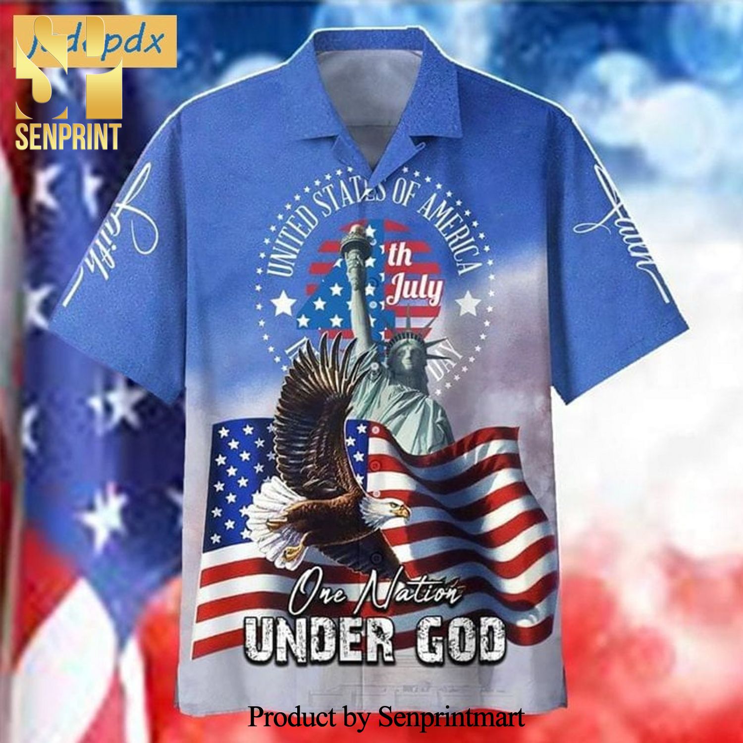 One Nation Under God American Flag Eagle And The Statue Of Liberty Best Outfit Hawaiian Shirt