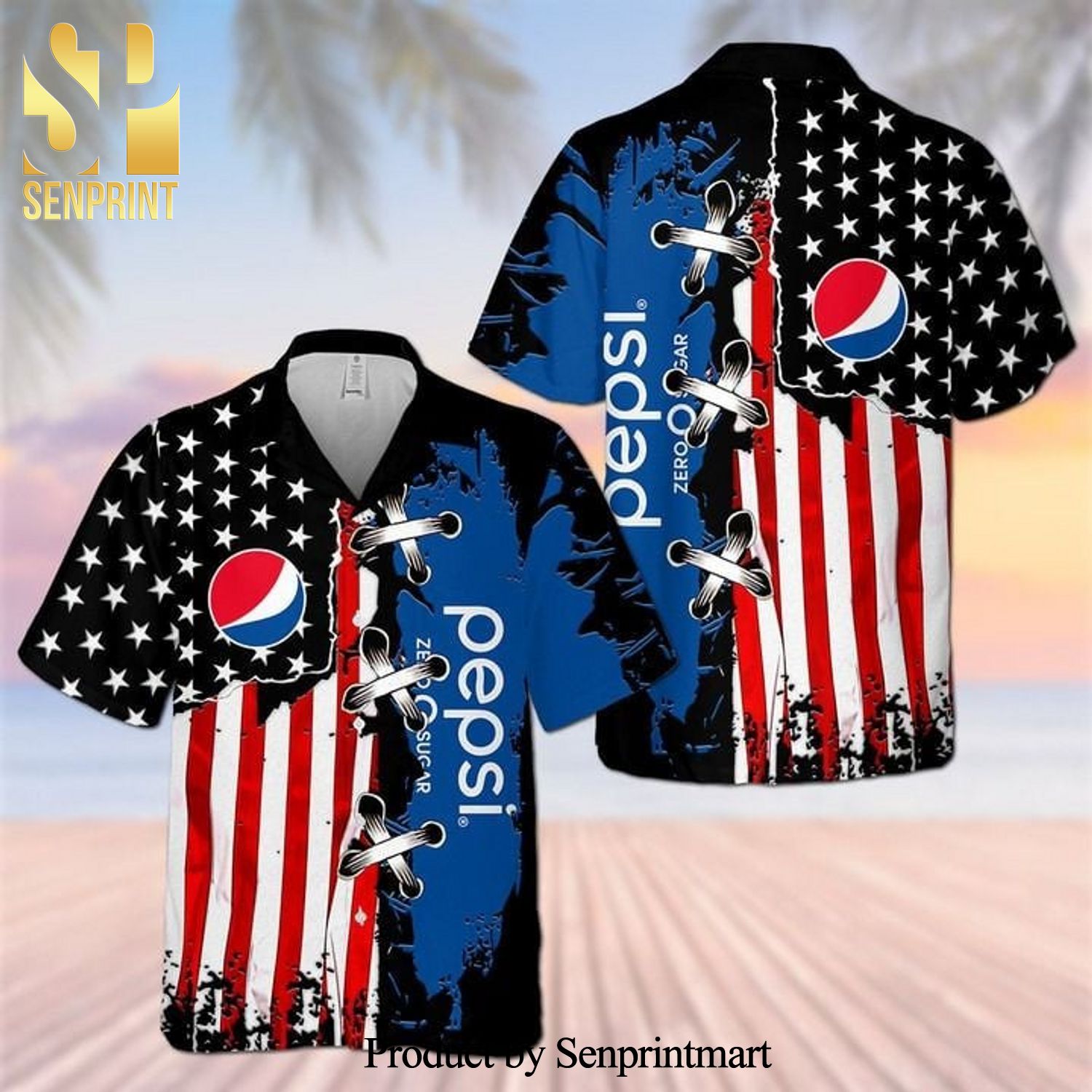 Pepsi American Flag Full Printed Hawaiian Shirt