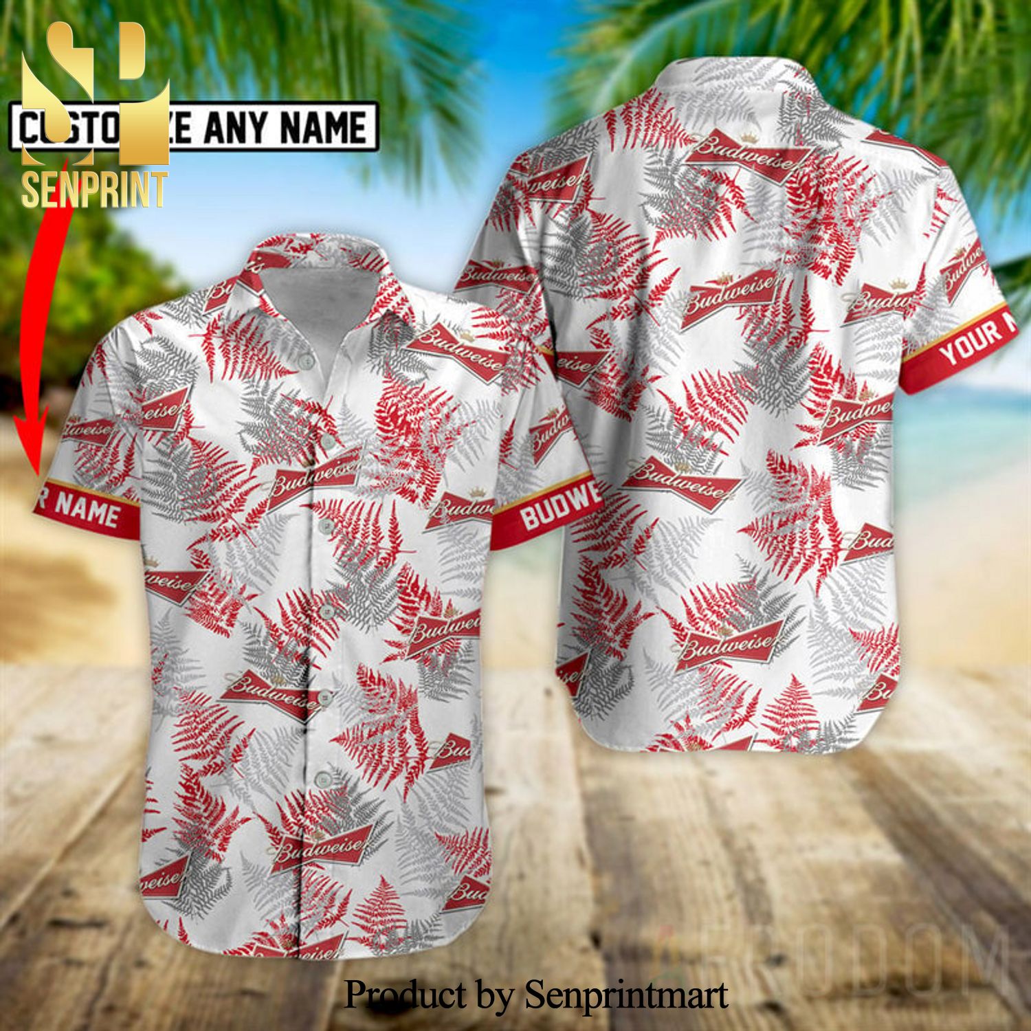 Personalized Tropical Basic Budweiser Beer High Fashion Hawaiian Shirt