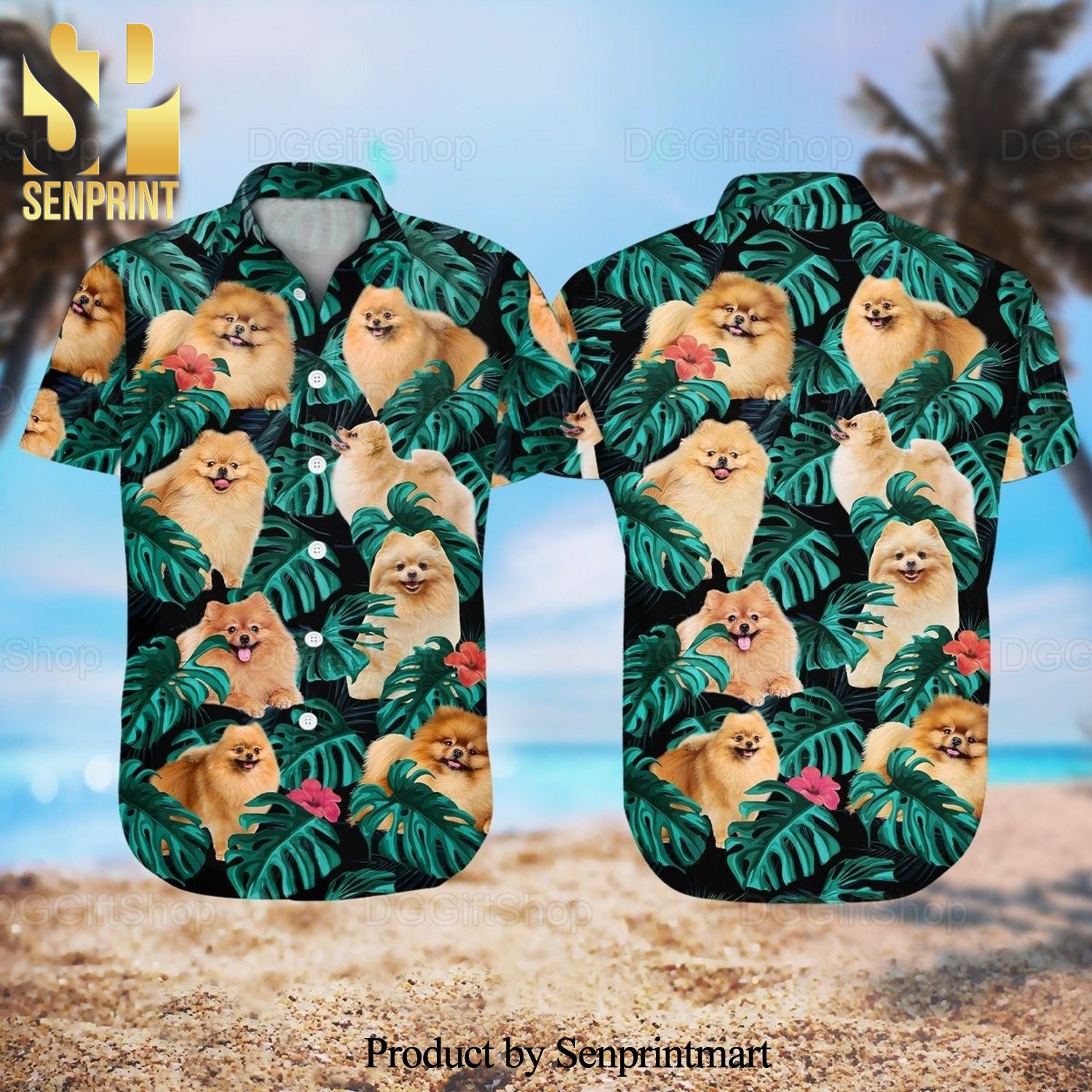 Pomeranian Summer Set Hawaiian Shirt